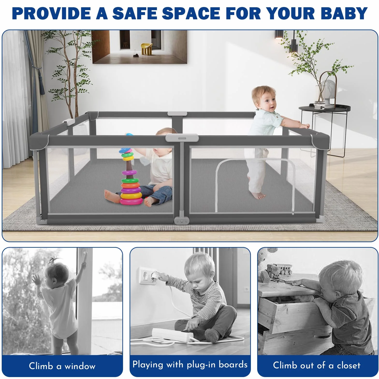 Box Pieghevole per Bambini - Box Portabile, Spazioso e Robusto per Neonati e Bambini Piccoli, Configurazione Rapida in 1 Minuto, Facile da Viaggiare, Sicuro e Durevole per Uso Interno ed Esterno