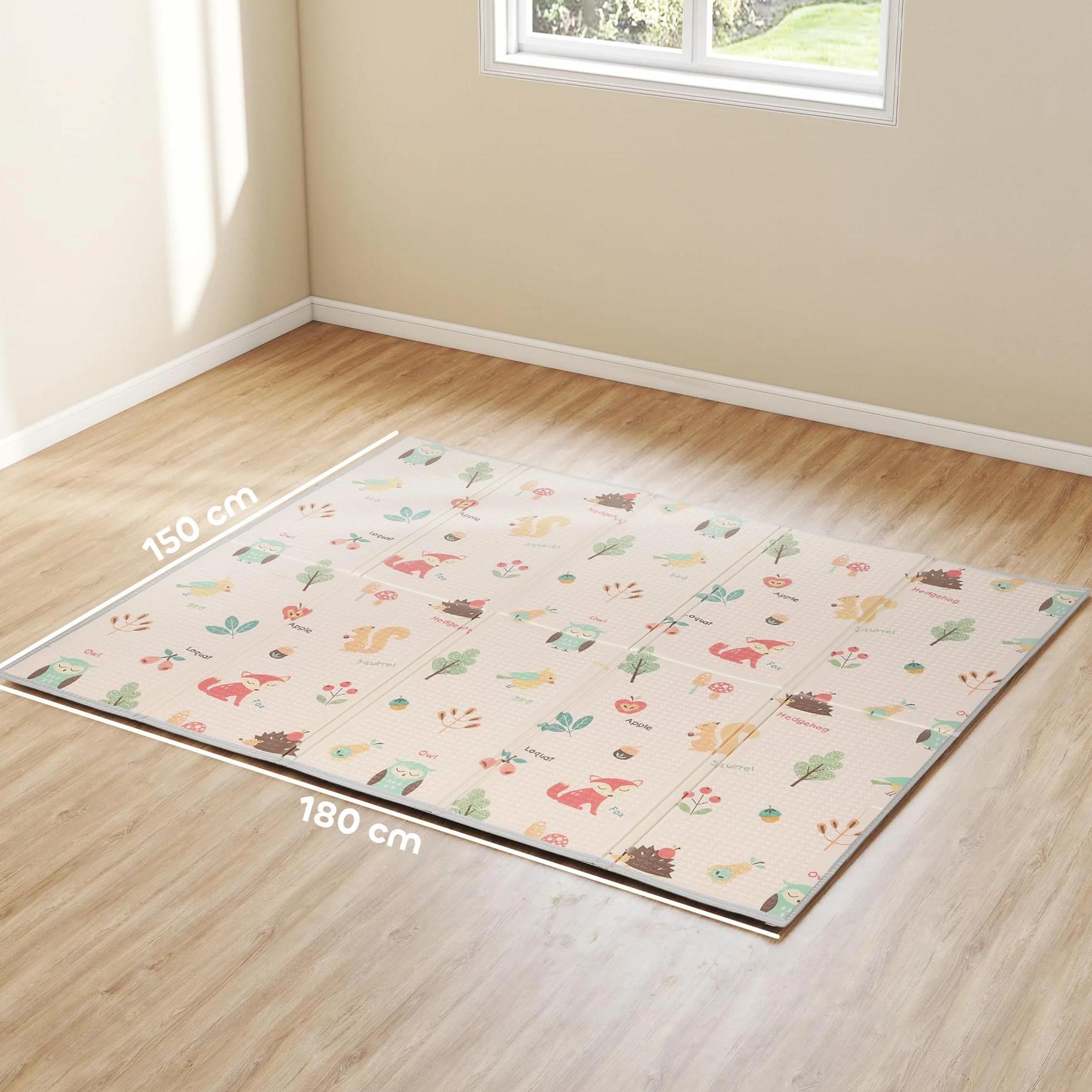 AIYAPLAY Tappeto per Bambini 0-3 Anni con Numeri e Lettere e Superficie Impermeabile, Tappeto Gattonamento in XPE e PE, 180x150x1 cm, Multicolore