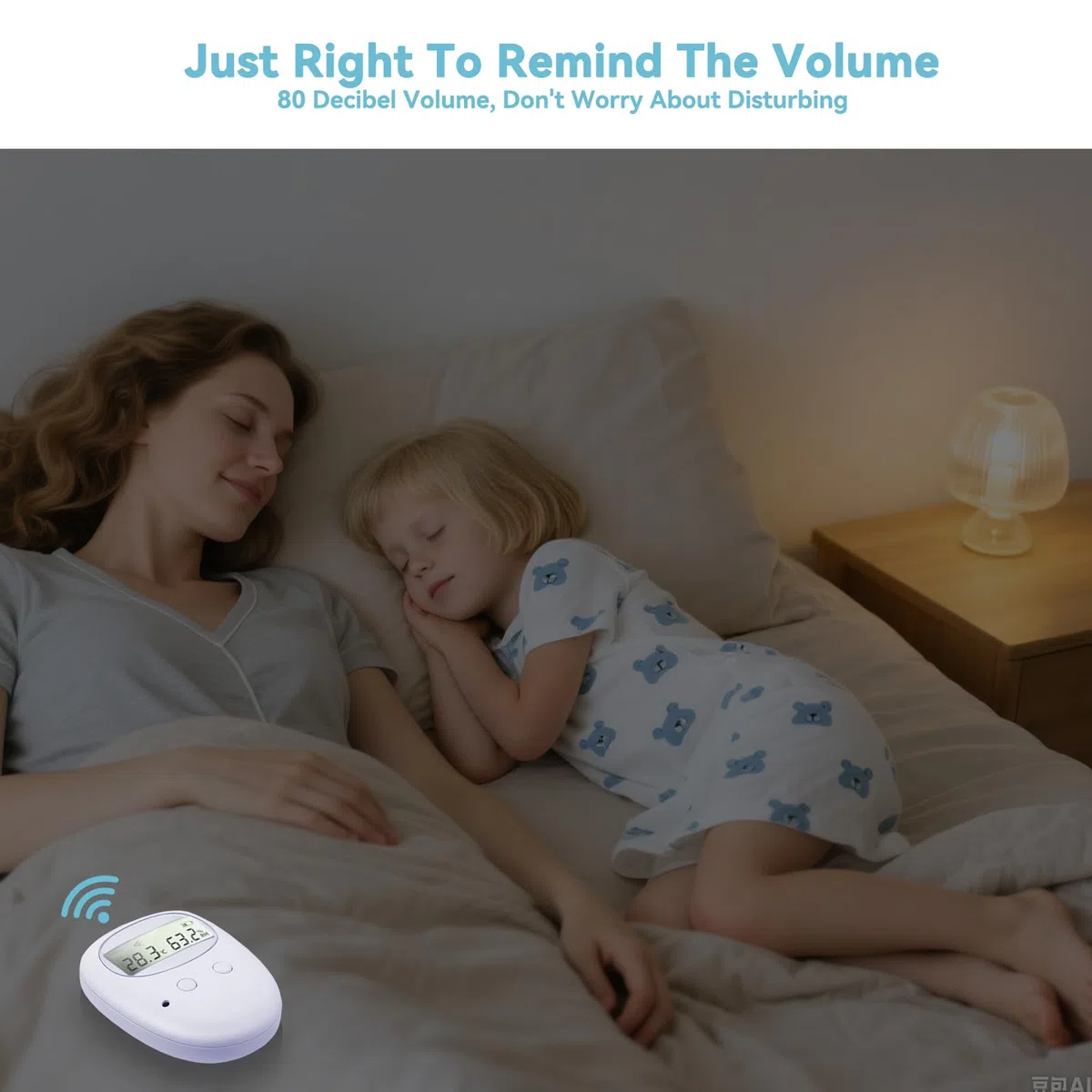 Wireless Allarme per Enuresi Notturna per Bambini, Allarme Pipì con Display per Temperatura e umidità, 3 modalità di Allarme, Ricaricabile USB, Alta Sensibilità, Cura dei Bambini e degli Anziani