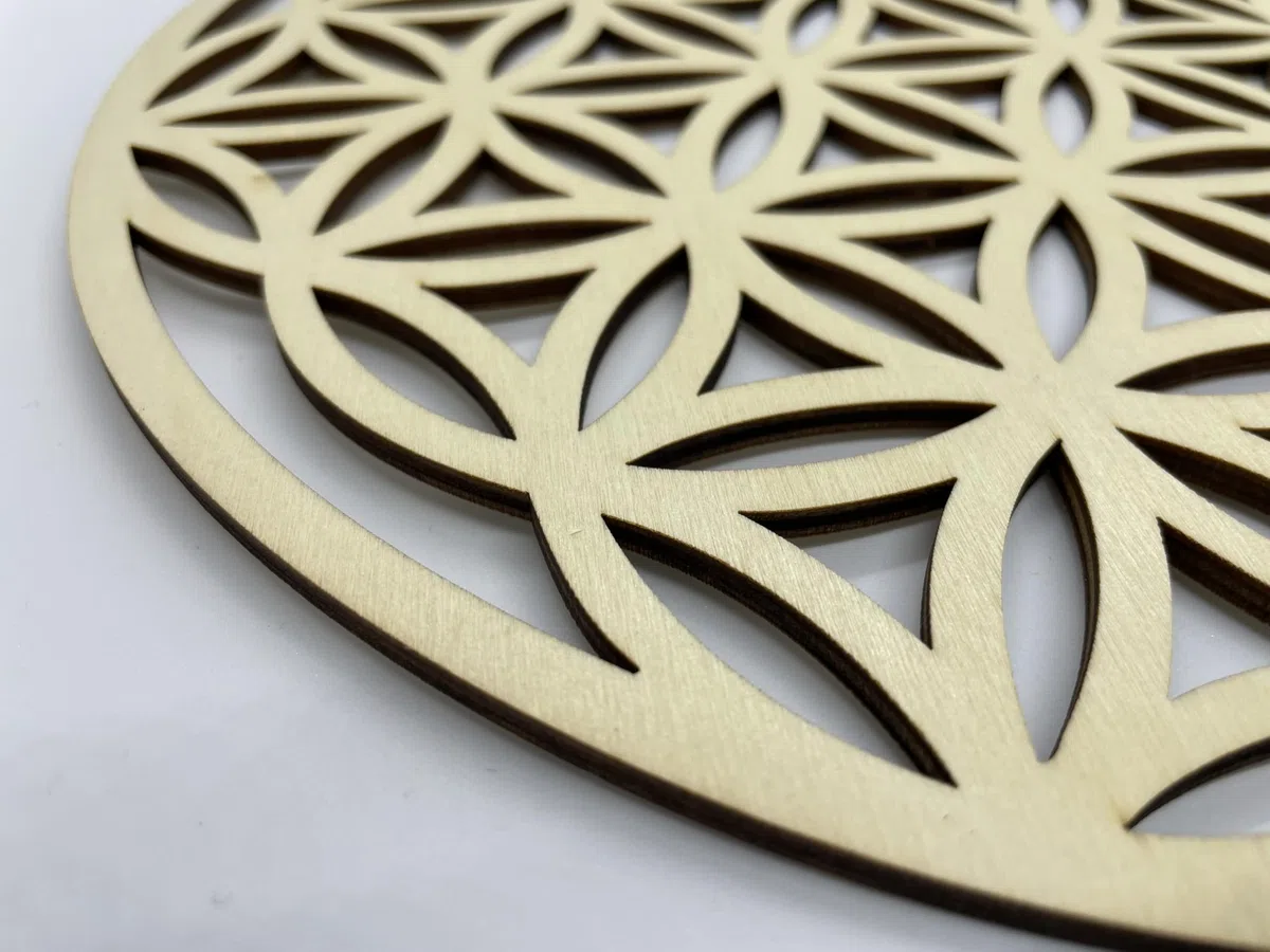 WTD - Quadro da parete per finestra con fiore della vita, in legno, diametro 30 cm (1 pezzo)