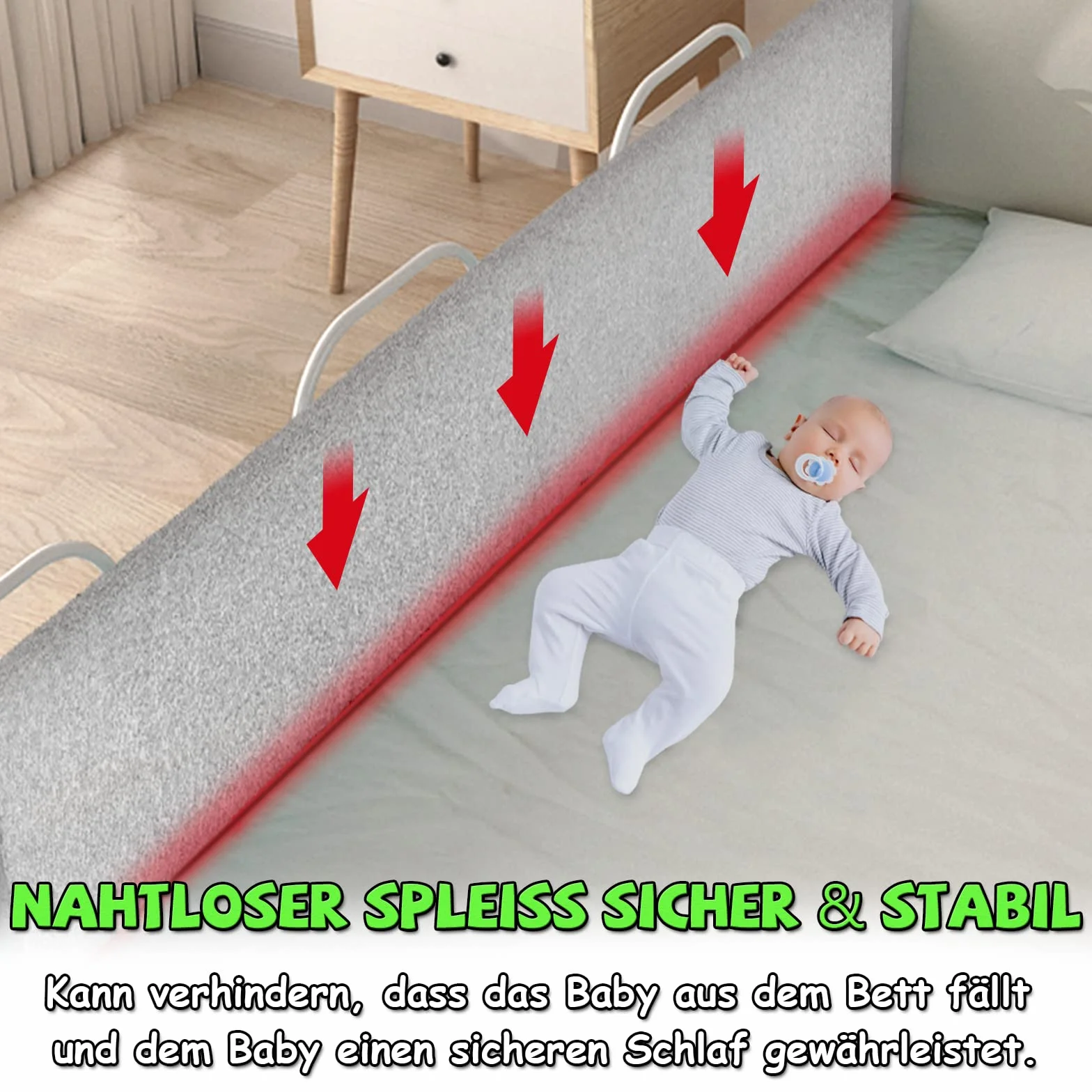 Froadp Sponde Letto Bambini Protezione Anticaduta del Letto Altezza Regolabile Protezione del Bordo Letto con Cerniera e Bottone Automatico Protezione per Letto Portatile (150cm, Grigio Lino)