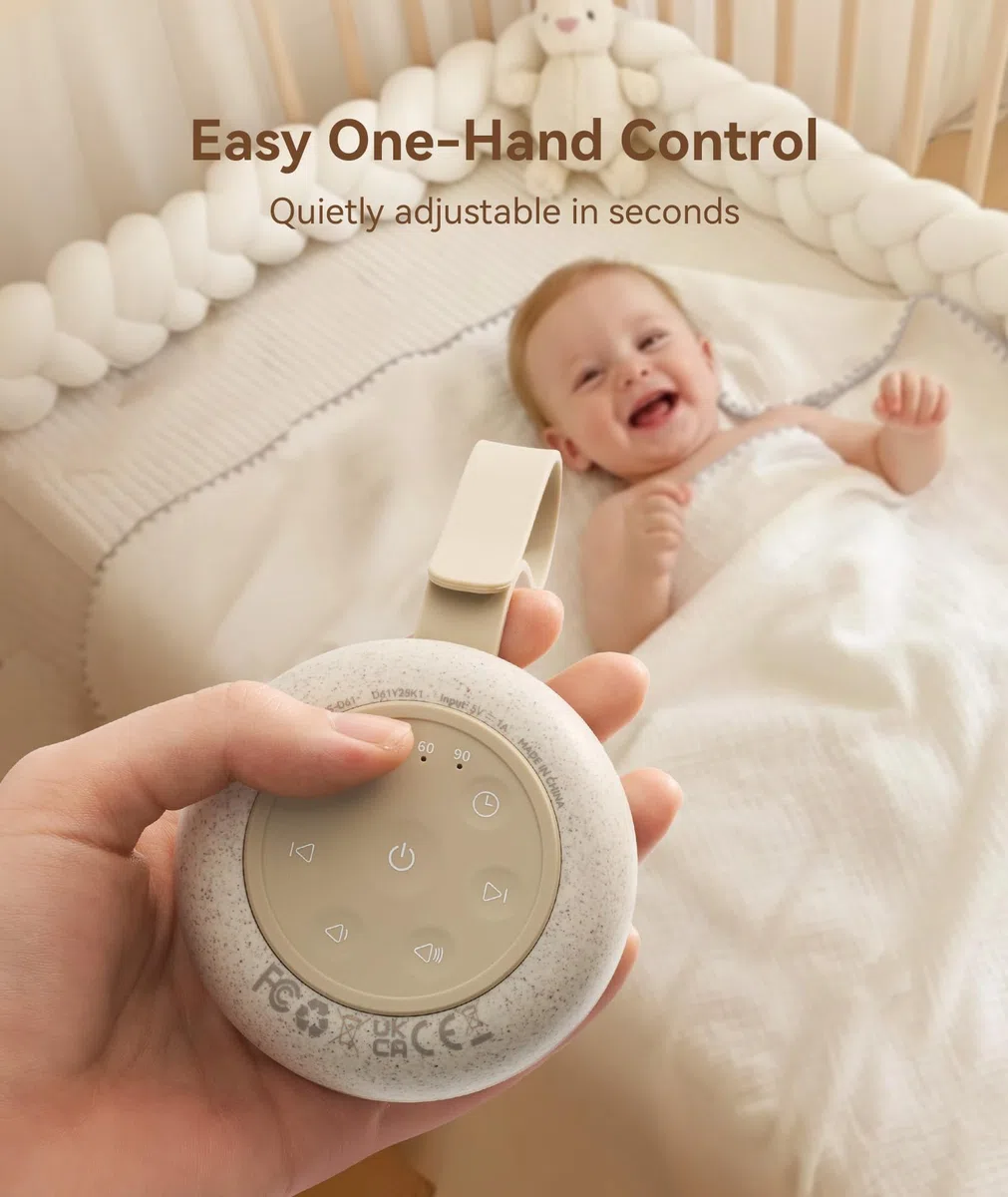 Dreamegg Macchina Rumori Bianchi per Neonato Portatile, White Noise Machine con Materiali Sostenibili, Ninna Nanna per Bambini, 21 Suoni Calmanti, Timer 30/60/90 min, 1800mAh, Ricaricabile USB