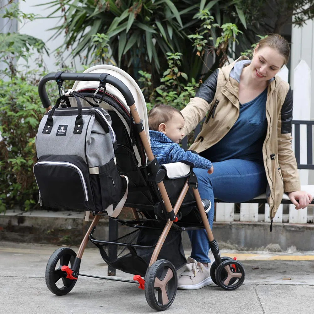 Hafmall Zaino Fasciatoio Impermeabile da Viaggio Zaino, Elegante Grande Capacità Borsa Fasciatoio con Pannolino Tappetino e Ganci per Passeggino