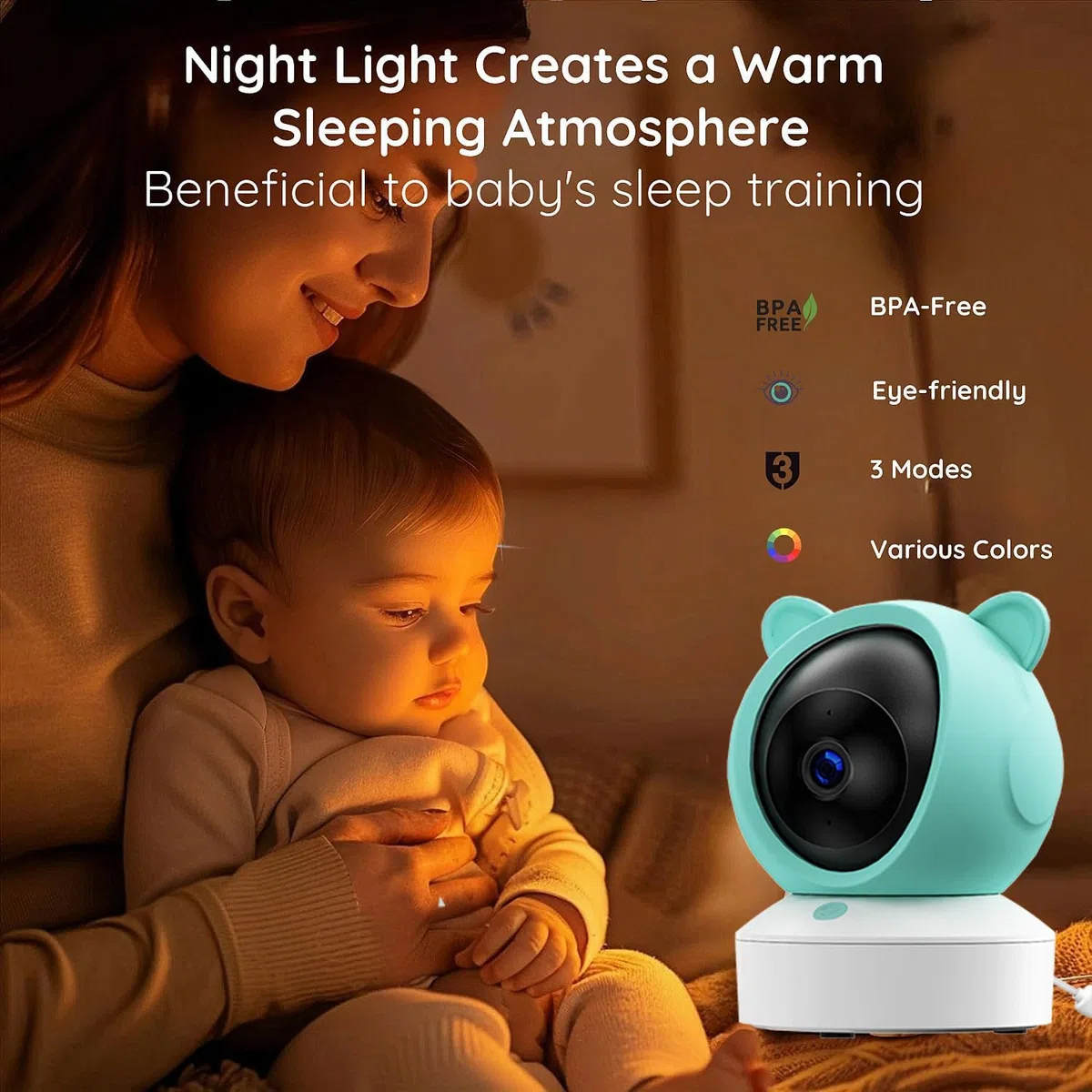 Video Baby Monitor 2K con Display 5",Telecamera a 360°,App iOS/Android,Rilevamento Pianto/Movimento/Temperatura,Visione Notturna,Batteria Potente,con/senza WiFi,per Neonati e Bambini