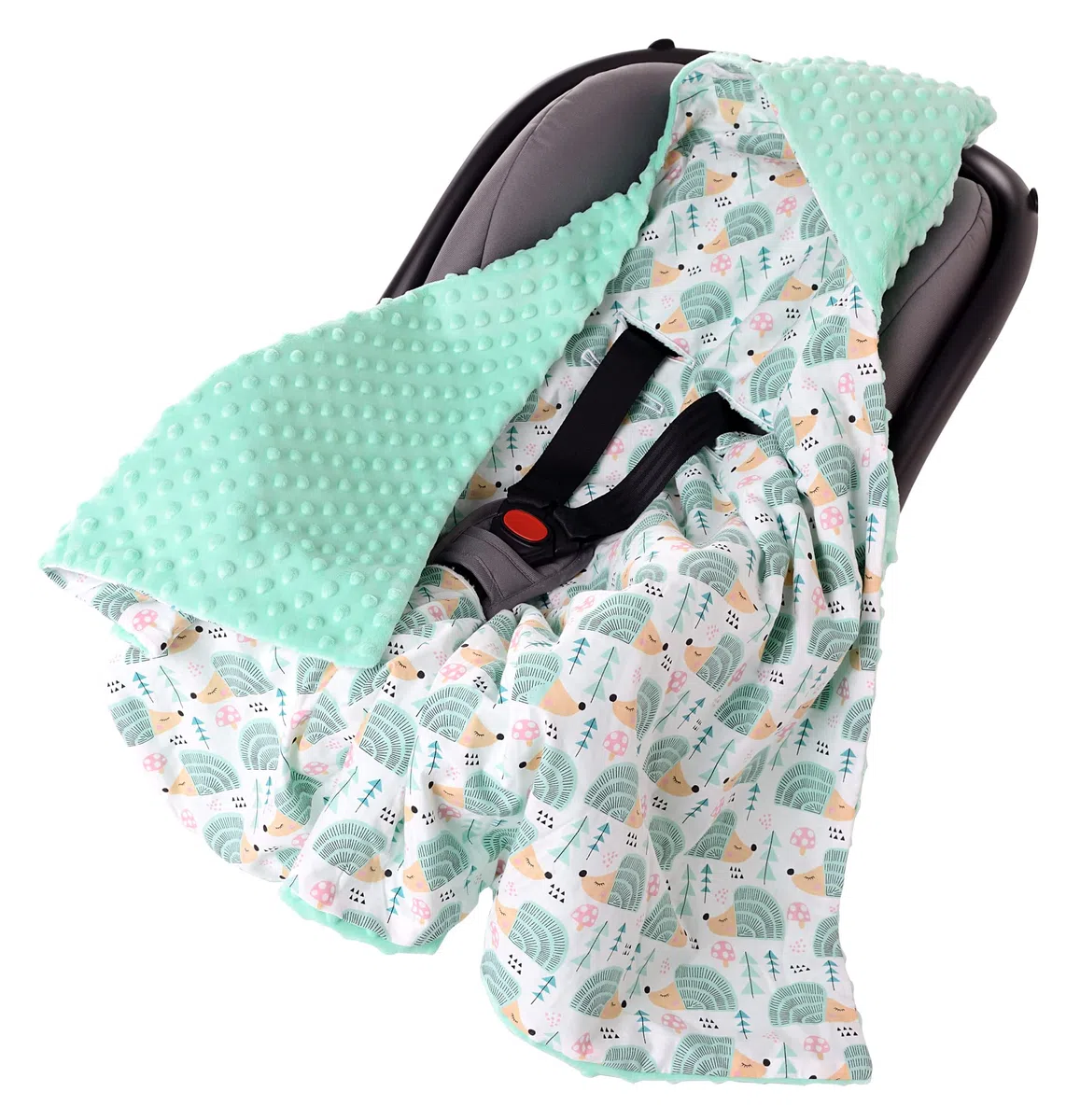 Medi Partners Coperta 100% Cotone 85x85cm Bifacciale Multifunzionale Minky Morbida e Accogliente con Cappuccio per Passeggini Marsupio