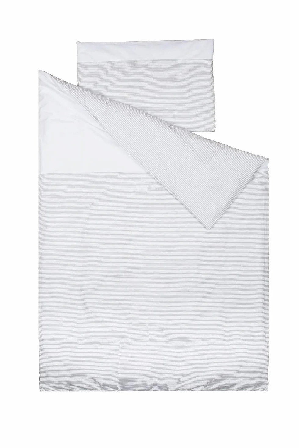 Copripiumino lettino 60x120cm + Federa Cuscino - 100% Cotone - Mis - 90x120cm, 30x60cm - Vizaro - Linee Grigie