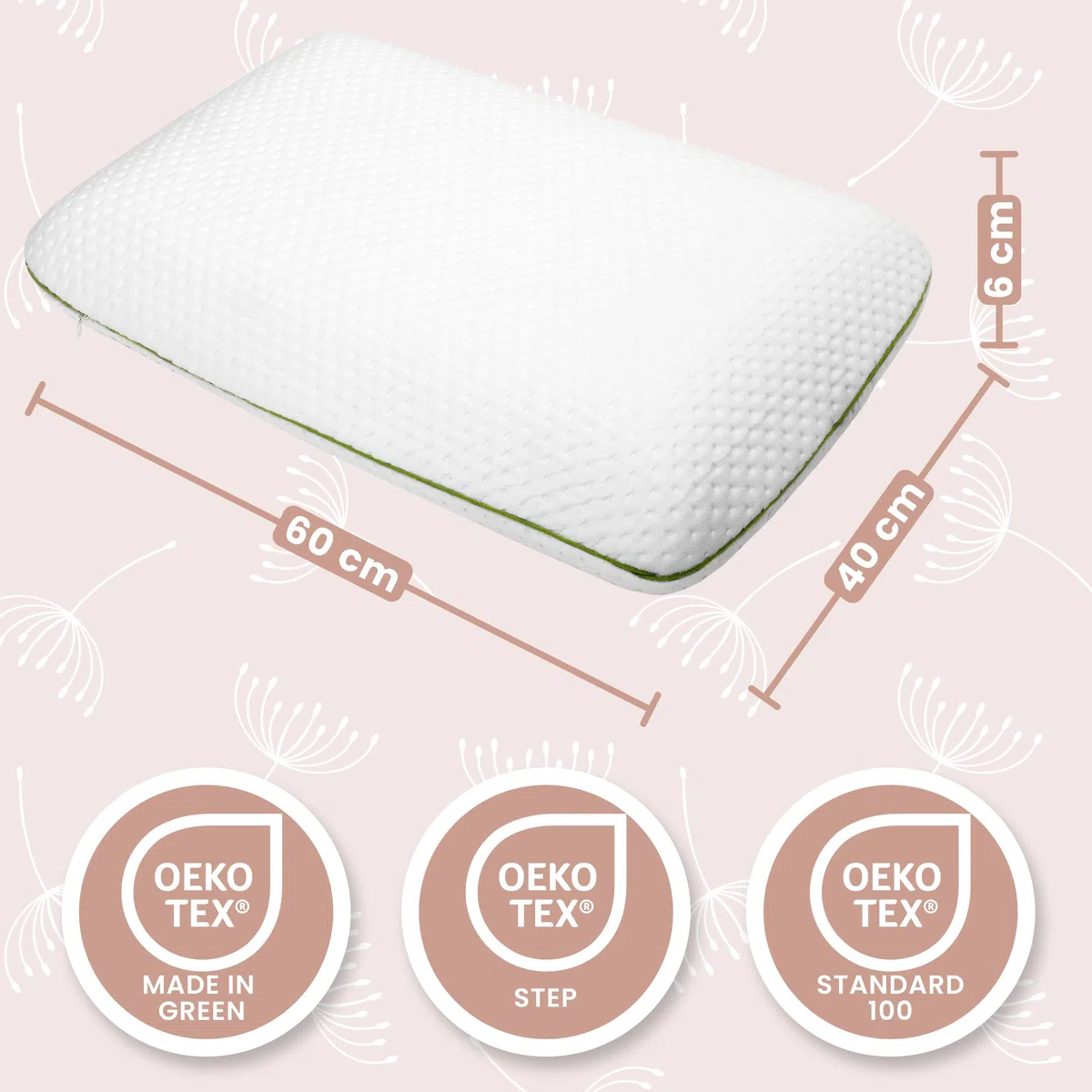 MIMUSELINA Cuscino Memory Foam Bambini 60x40x6 cm | Cuscino Antisoffoco in Schiuma Viscoelastica Traspirabile | Cuscini letto e Culla Ipoallergenici | Federa Tencel Sfoderabile e Lavabile