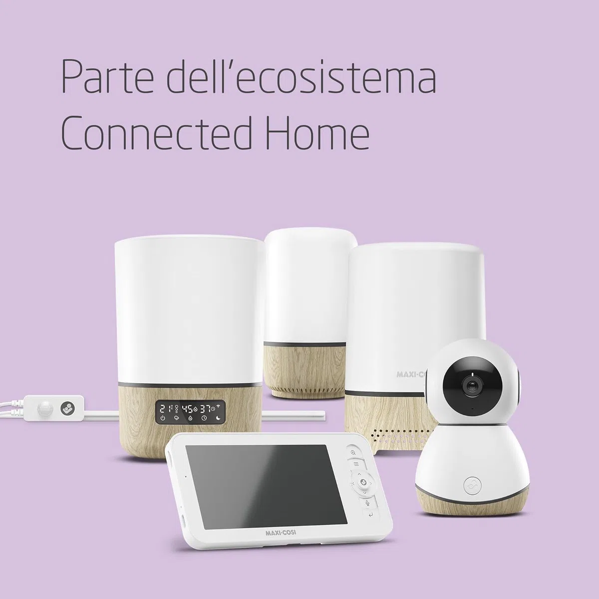 Maxi-Cosi Soothe Luce notturna intelligente per bambini con rumore bianco e musica, aiuta a sviluppare routine del sonno, attivabile con app o comando vocale, compatibile con Alexa e Google Home