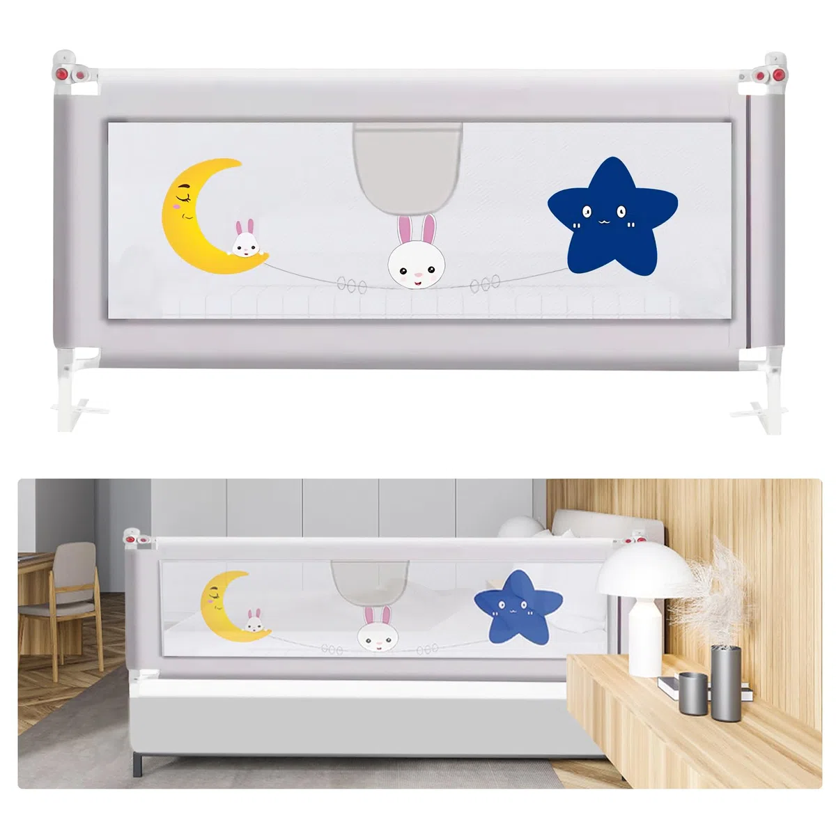 Sponda Letto Bambini, Barriera Anticaduta per Bambini, Stabile Parapetto per Letto Per Bambini, Sponda per Lettino Portatile Portatile con Sponda Regolabile in Altezza, 180CM
