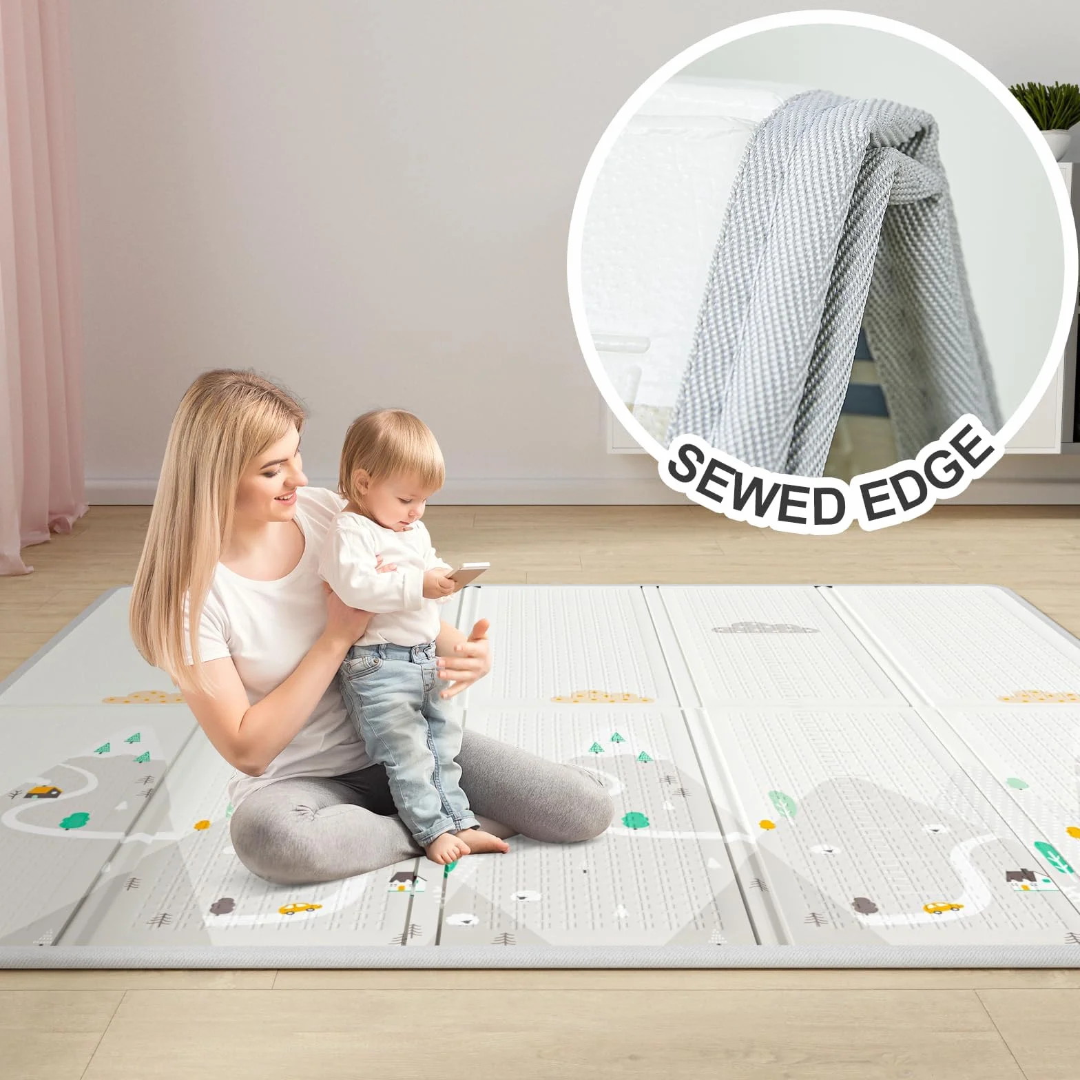 Box per Bambini Modulare Pieghevole 150x150cm con Materassino 150x150x65cm