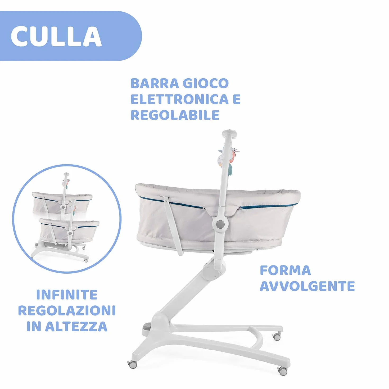 Chicco Baby Hug 4 In 1 Sdraietta Neonato Rialzata, Seggiolone Pappa E Sedia Da Tavolo, Beige, 85 x 60 x 122 Cm