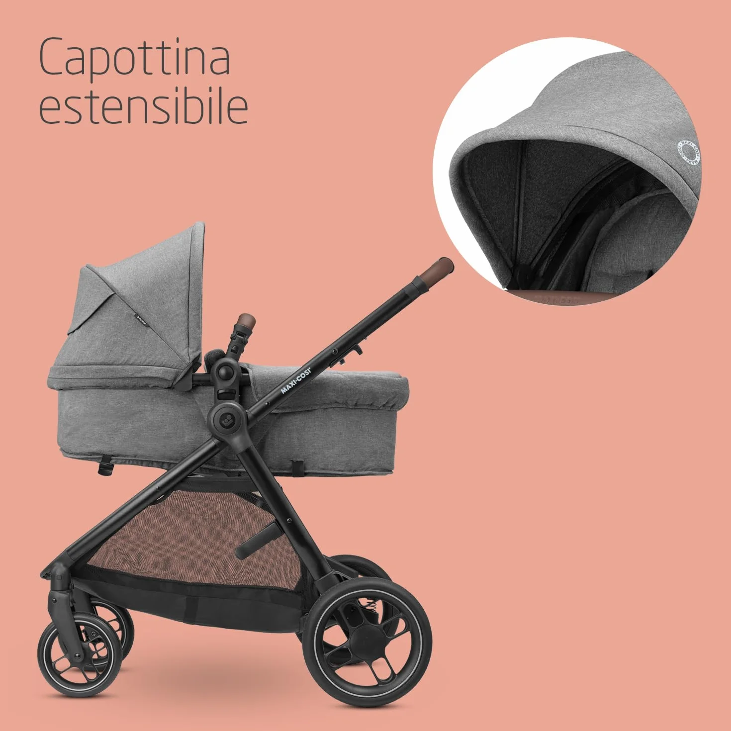 Maxi-Cosi Zelia S Trio 3 w 1 Passeggino neonati 0-4 anni 22 kg Grigio
