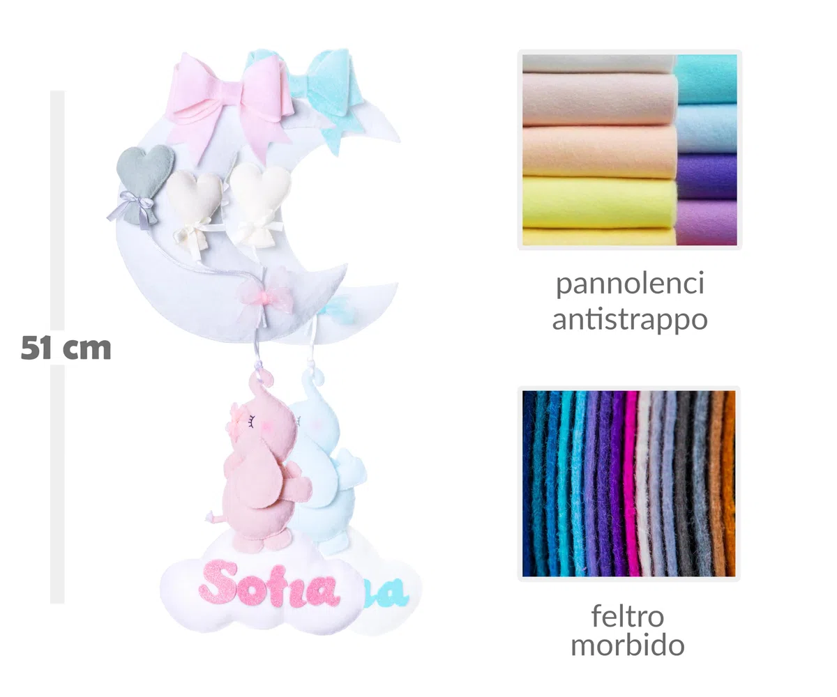 Fiocchi Nascita Bambina e Bambino con Nome Personalizzato - Fiocco Nascita Bimbo da Esterno o Interno - Fiocco Nascita Bimba Personalizzato