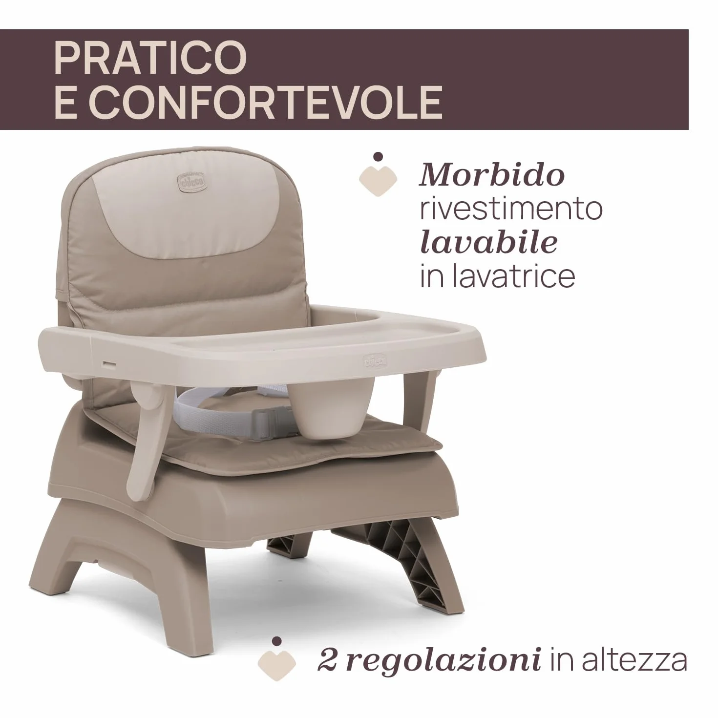Chicco Bento Rialzo Sedia per Bambini 6-36 Mesi Seggiolino Pappa Alzasedia da Tavolo Portatile Altezza Regolabile Vassoio Rimovibile