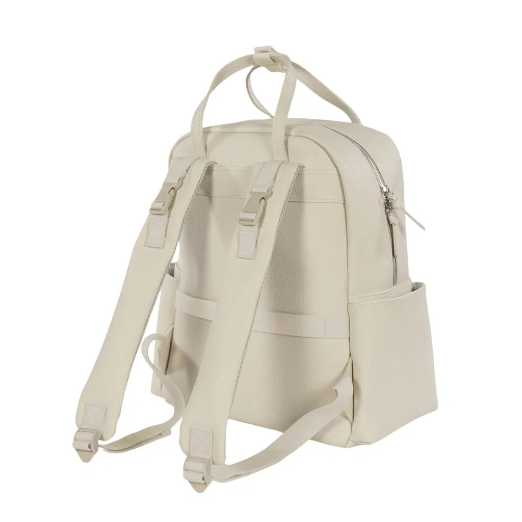 Zaino con fasciatoio passeggino nascita Modello ICON in simil pelle lavabile in lavatrice a 30° in varie colorazioni. Borsa fasciatoio nascita per passeggino (Crema)