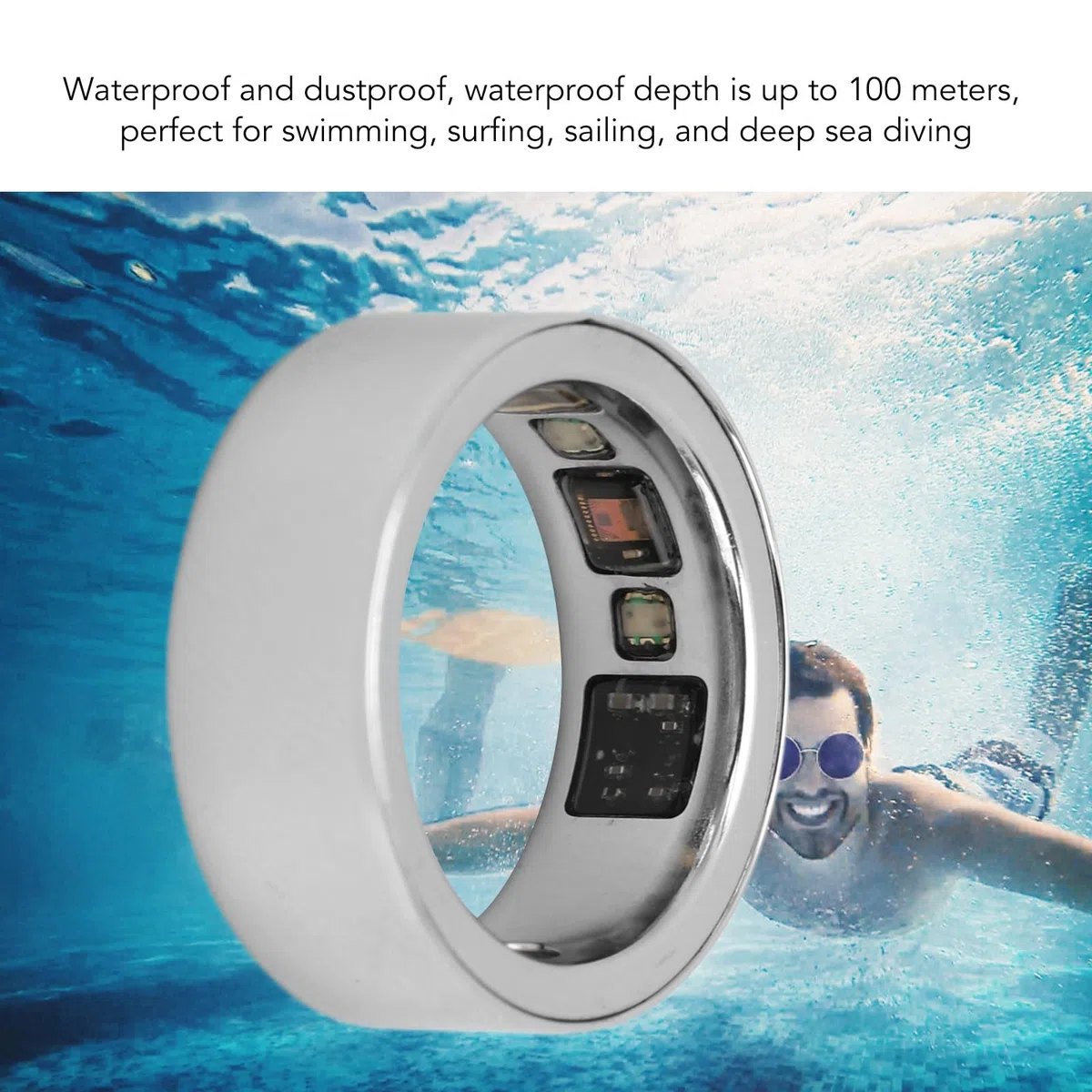Bewinner Smart Ring Upgrade, monitor intelligente del sonno IPX8, anello sportivo multifunzionale per la salute, elegante e pratico con custodia di ricarica per uso quotidiano, argento 19