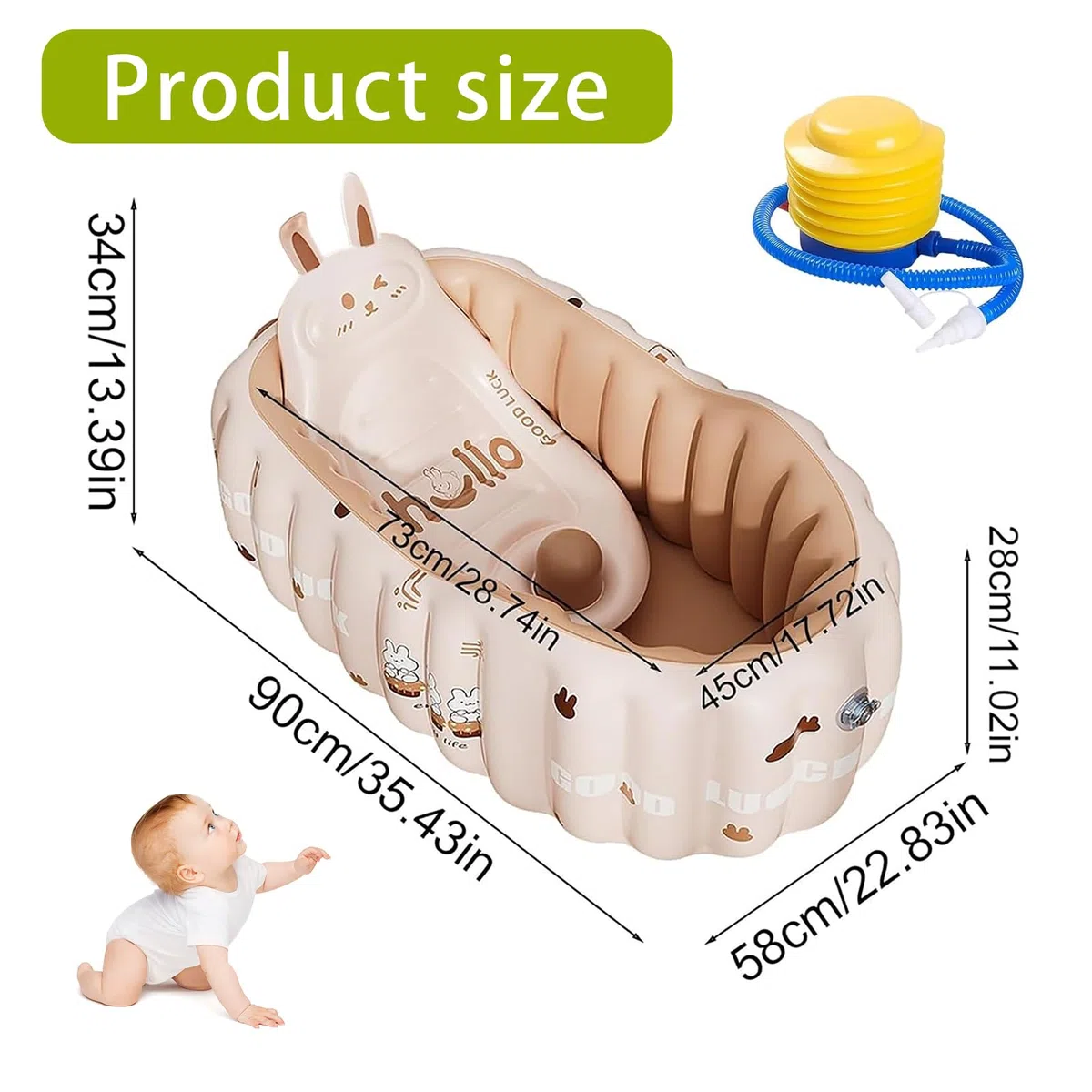Vasca da bagno gonfiabile per bambini, con schienale e pompa ad aria, antiscivolo, per viaggi e casa, piatto doccia portatile con sedile per 0-18 mesi (rosa)