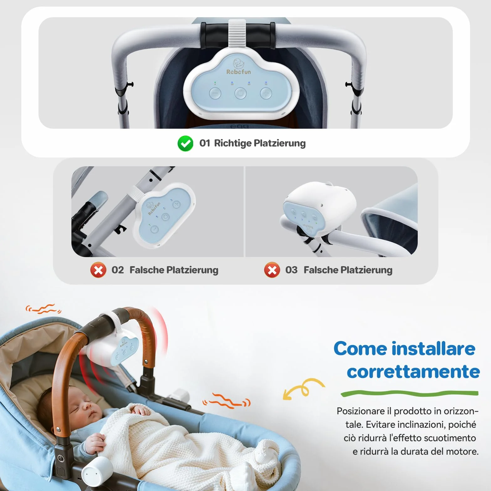 Robofun Passeggino Rocker Originale Dispositivo Automatico per Cullare con Timer Universale