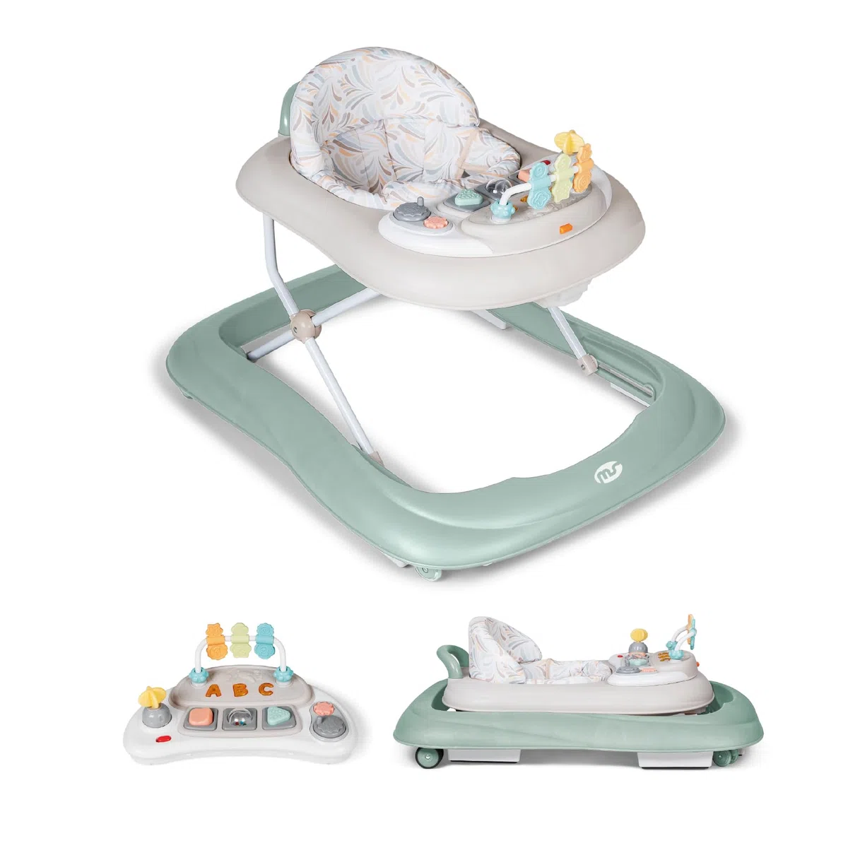 MS BabyWorld – Girello BASIC PLUS – Girello per Bambini con Vassoio Interattivo di Giochi con Suoni | Base Antiribaltamento | Tacatà con Ruote in Silicone e 3 Posizioni di Altezza