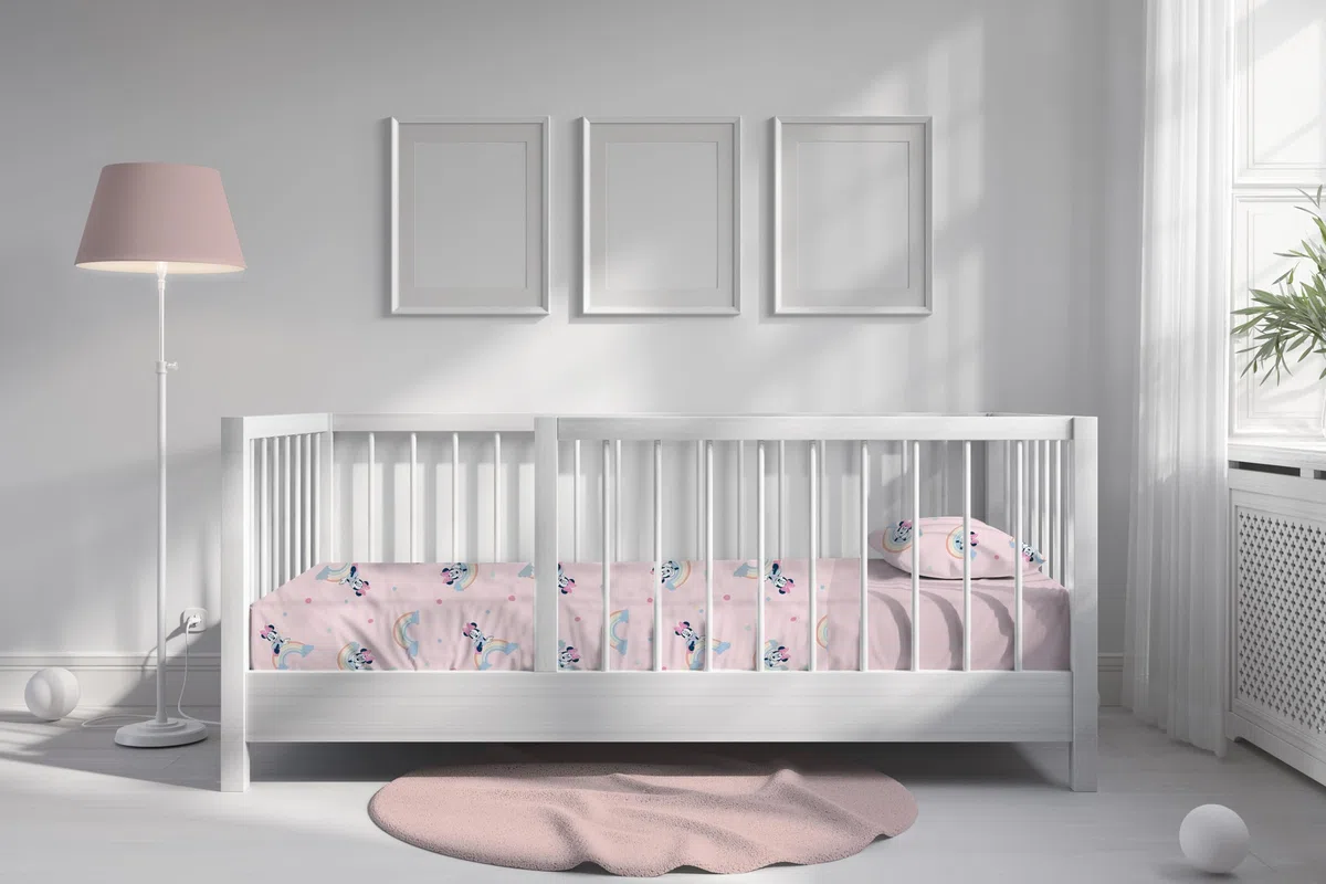 Minnie Mouse, Set Lenzuola Culla, 100% Cotone, Completo Letto Baby, Disney Topolina, Lenzuolo da Sopra, Lenzuolo con Angolo, Federa, Rosa