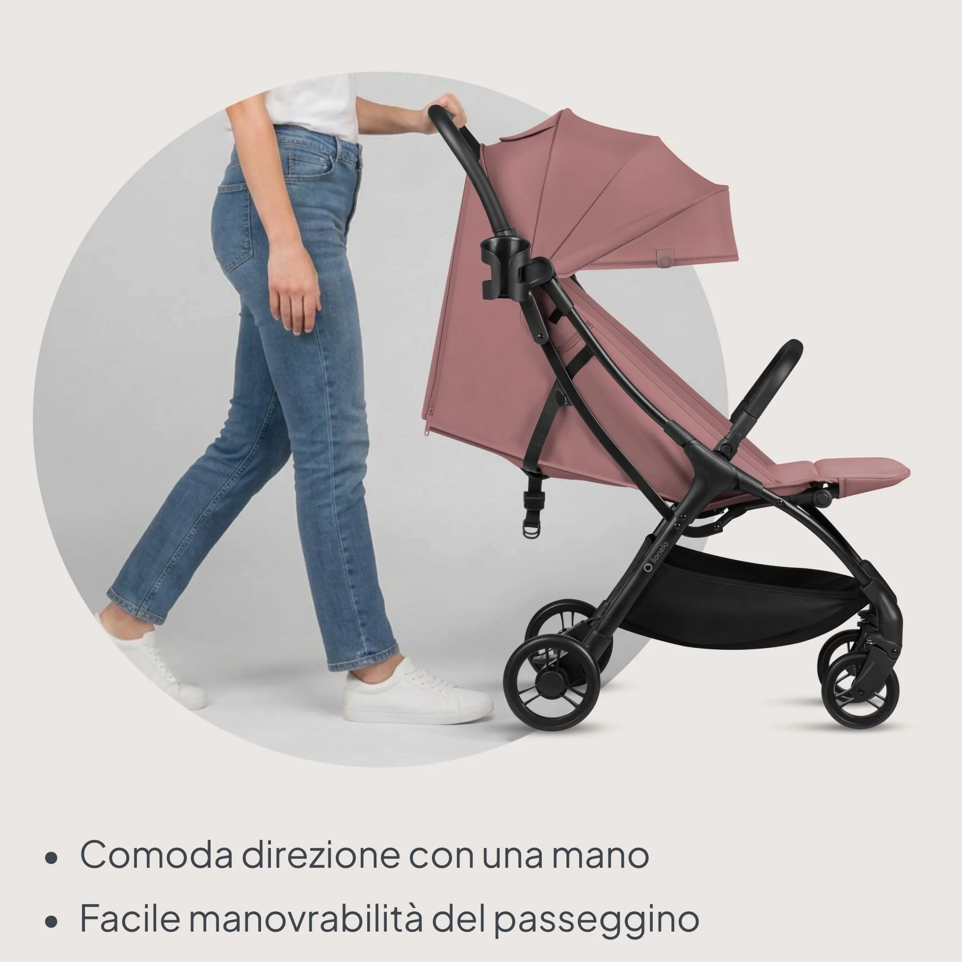 Lionelo AGIA Passeggino Compatto Leggero 22 kg Pieghevole una Mano Posizione Distesa Seduta Ampia