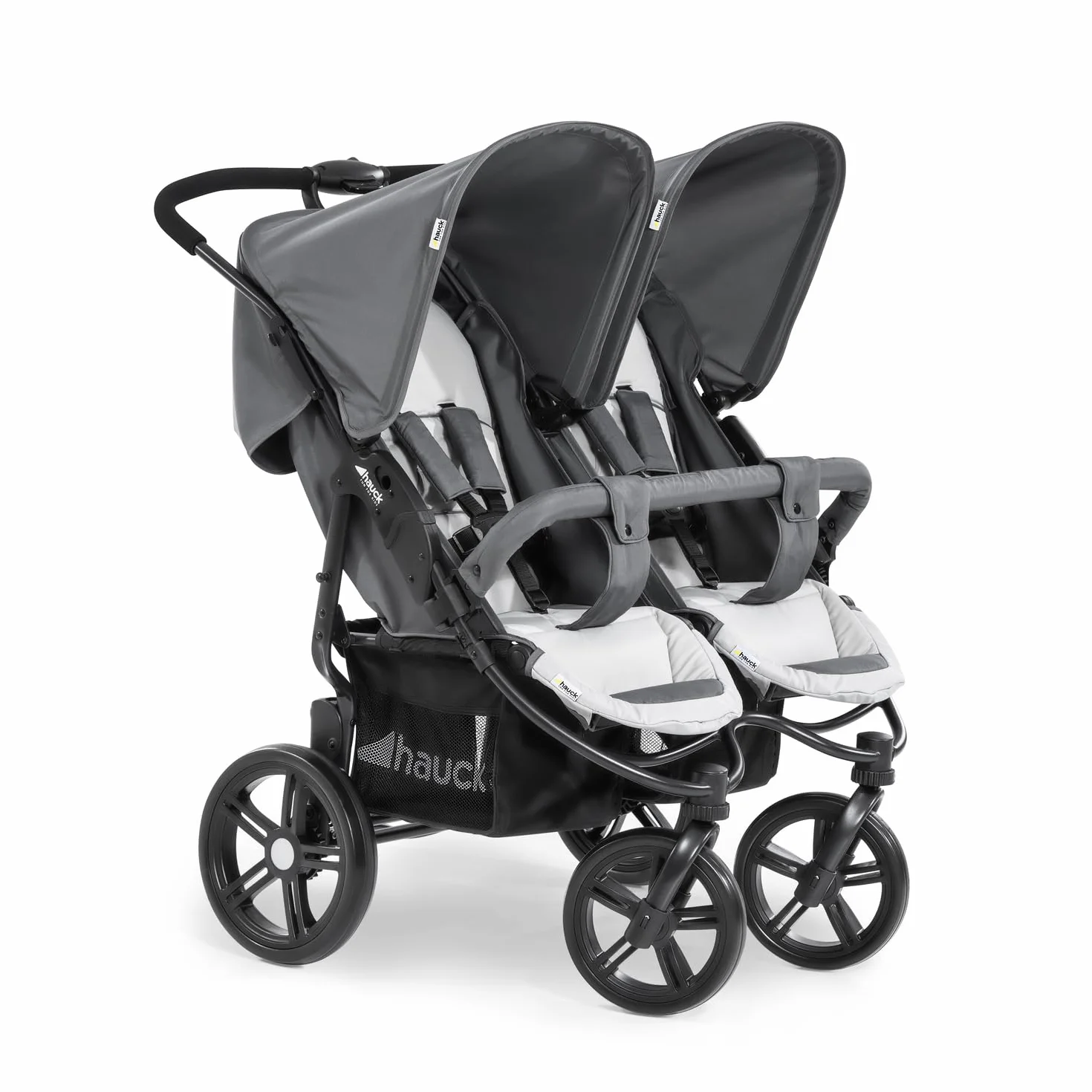 Hauck Roadster Duo SLX Passeggino Gemellare Doppio Dalla Nascita Fino a 30 kg Compatibile con Navicella Morbida 2in1 Pieghevole Compatto Grigio Argento