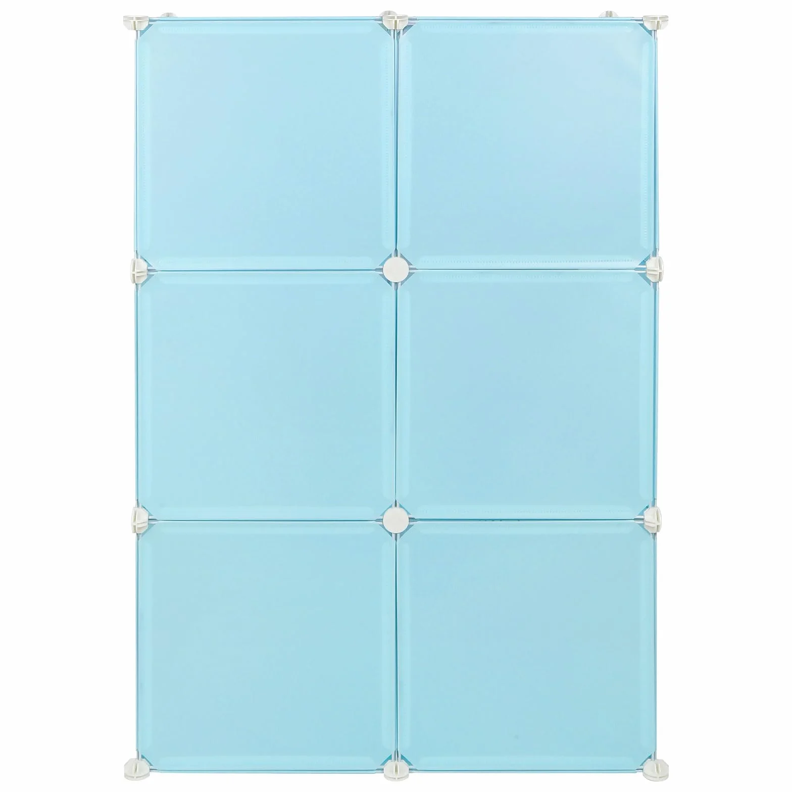 Armadio in plastica modulabile 6 cubi con ante per giocattoli 74x37x110 cm blu