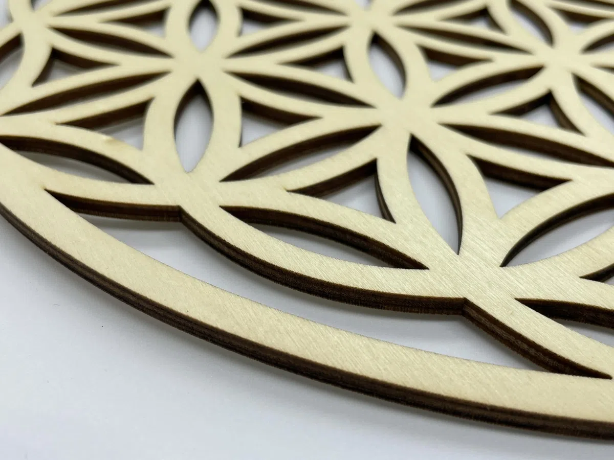 WTD - Quadro da parete per finestra con fiore della vita, in legno, diametro 30 cm (1 pezzo)