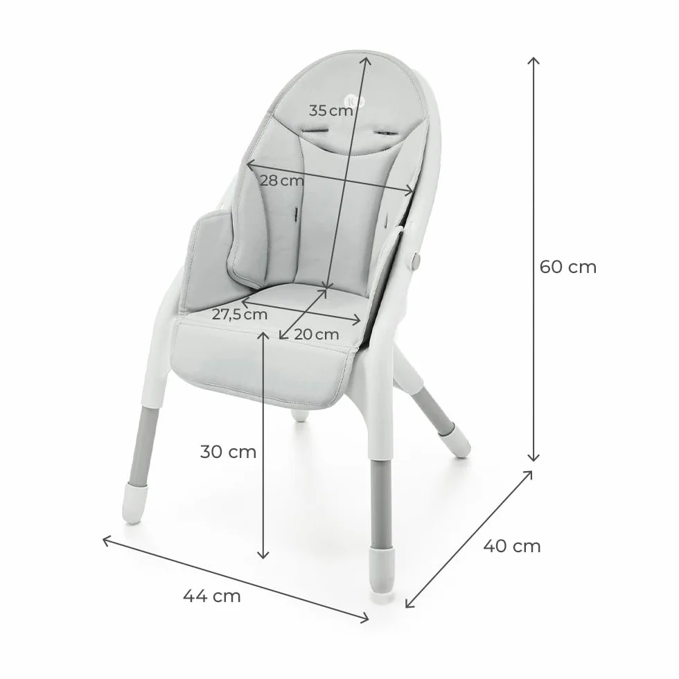 Kinderkraft DINNLY Seggiolone Pappa Rialzo da Sedia Vassoio Regolabile per Bambini 6 Mesi-5 Anni Grigio chiaro