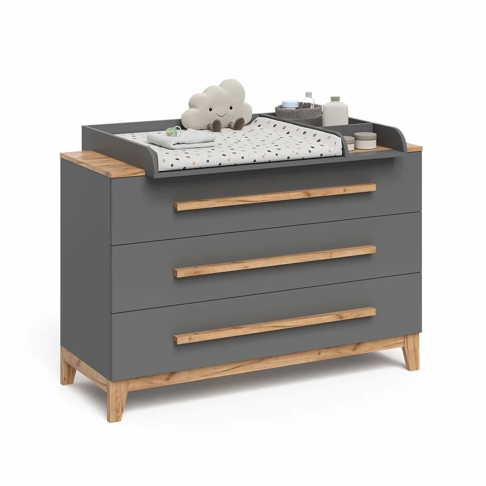 VitaliSpa Fasciatoio Malia Grigio Artisan 133.2 x 98 cm 3 cassetti rimovibile cassettiera