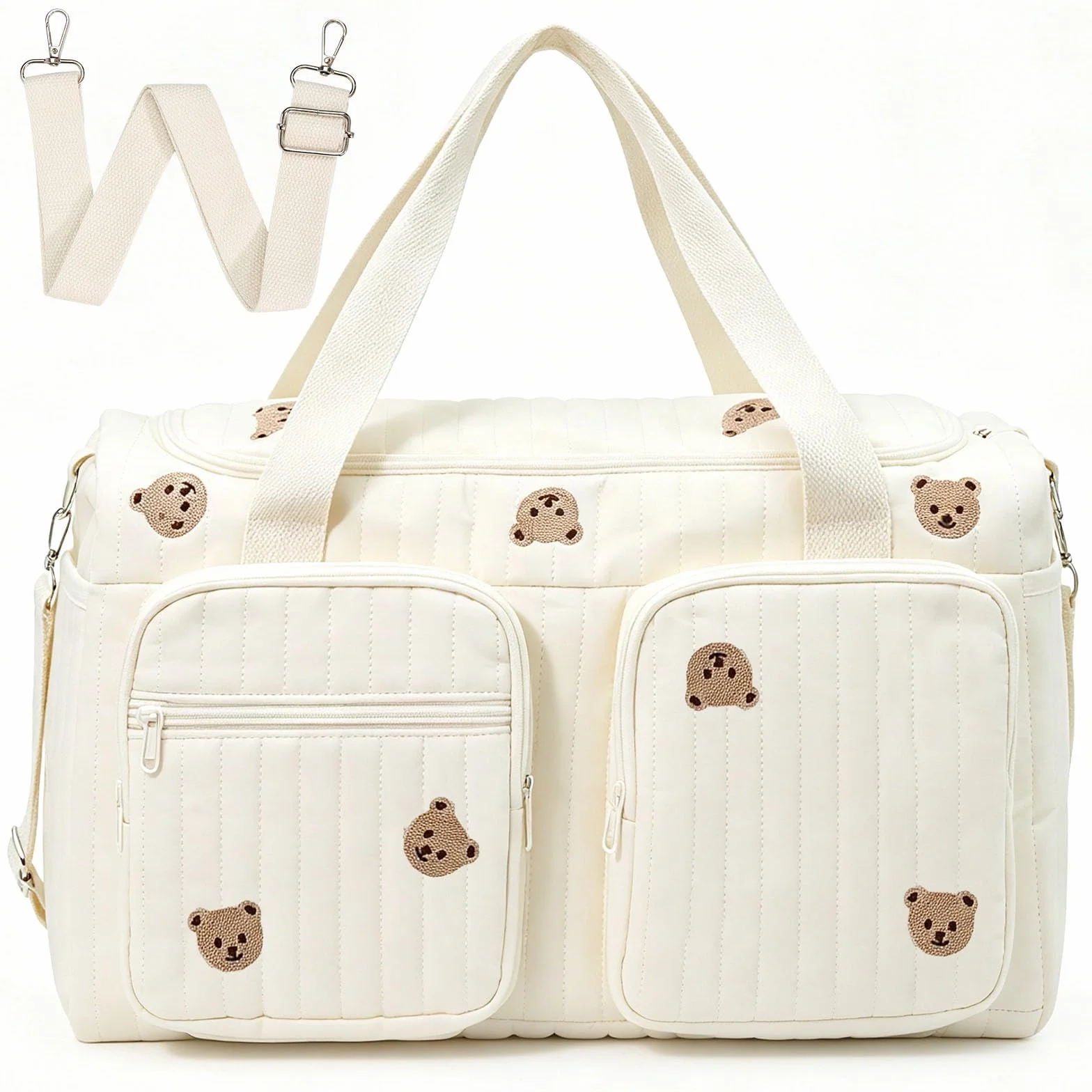 Borsa Fasciatoio in Cotone, Borsa Parto Ospedale Mamma Multifunzionale con Tracolla Rimovibile, Borsa Passeggino Universale Grande per Viaggio