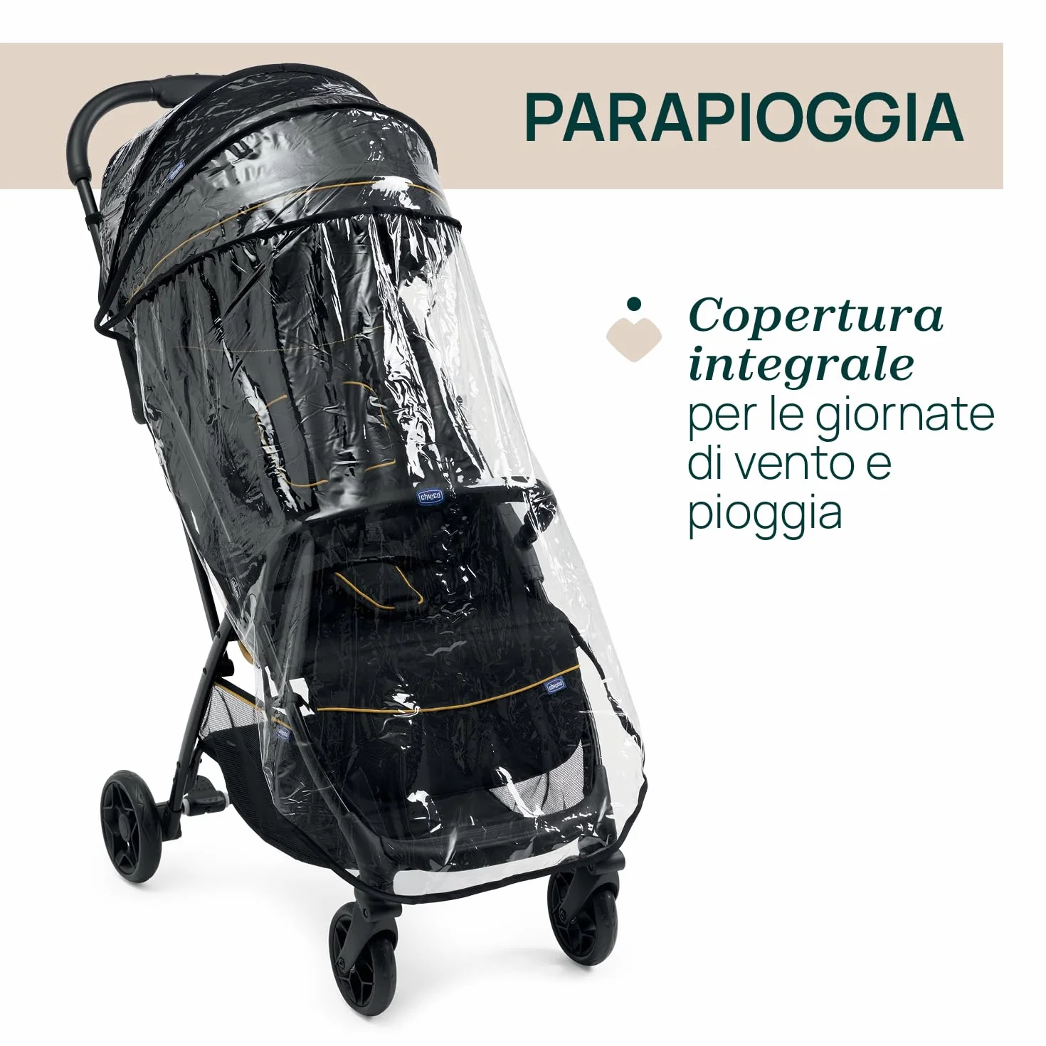Chicco Glee Passeggino 0+ Mesi-22 Kg Chiusura Automatica Compatta Capotte UV50+ Antipioggia Schienale Reclinabile Poggiagambe Grigio