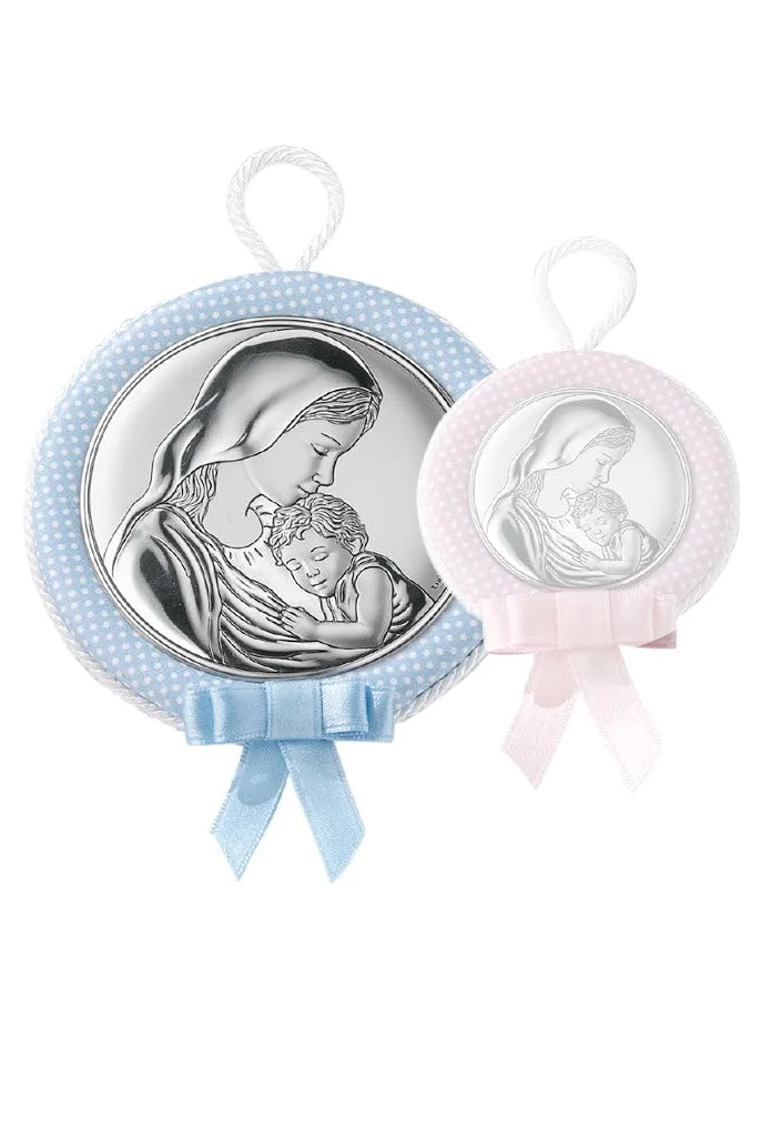 SHALOM - Capoculla Celeste Madonna Con Bambino. Diametro 6,5 Cm