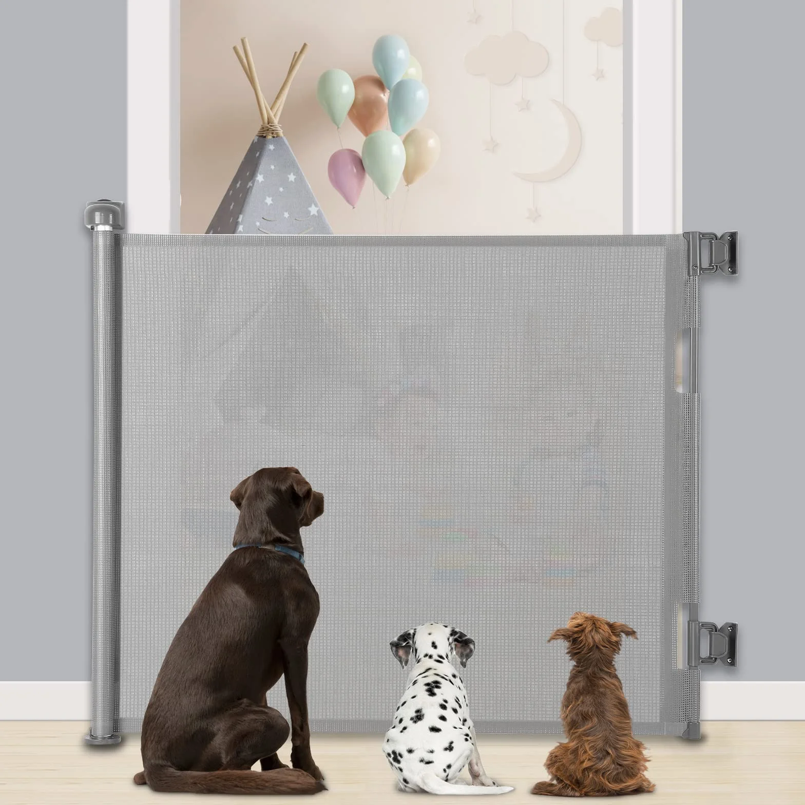 Cancelletto per Bambini Estensibile, 0-140 cm Cancello di Sicurezza Retrattile per Bambini e Animali Domestici per Scale e Corridoi Interni ed Esterni (Grigio)
