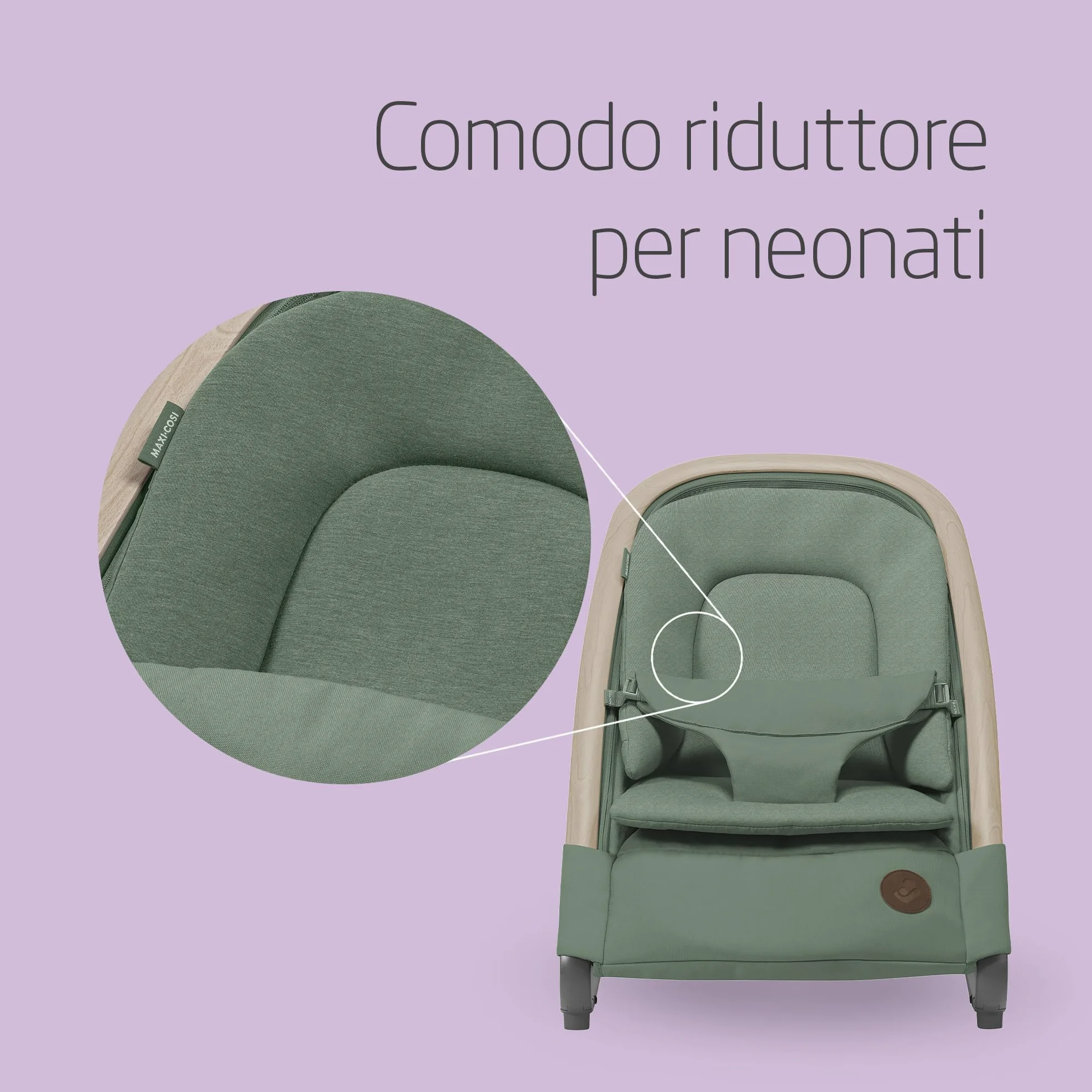 Maxi-Cosi Kori Sdraietta Neonati in Tessuto con Arco Gioco, 0-2 anni, 15 kg, Sdraietta Pieghevole, 3 Posizioni di Reclinabile, Chiusura Compatta, Cinture Easy-in, Chiusura Compatta, Beyond Green