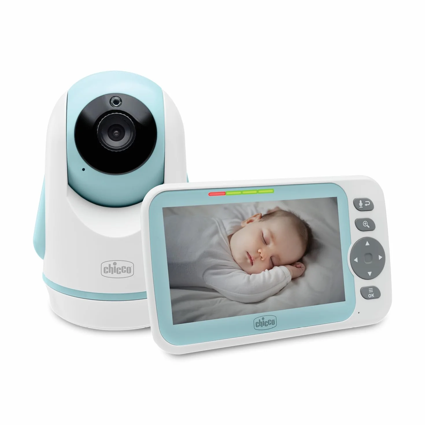 Chicco Baby Monitor Video Evolution 5" Telecamera Rotante Schermo a Colori 220m Termometro Suoni Bianchi No WIFI