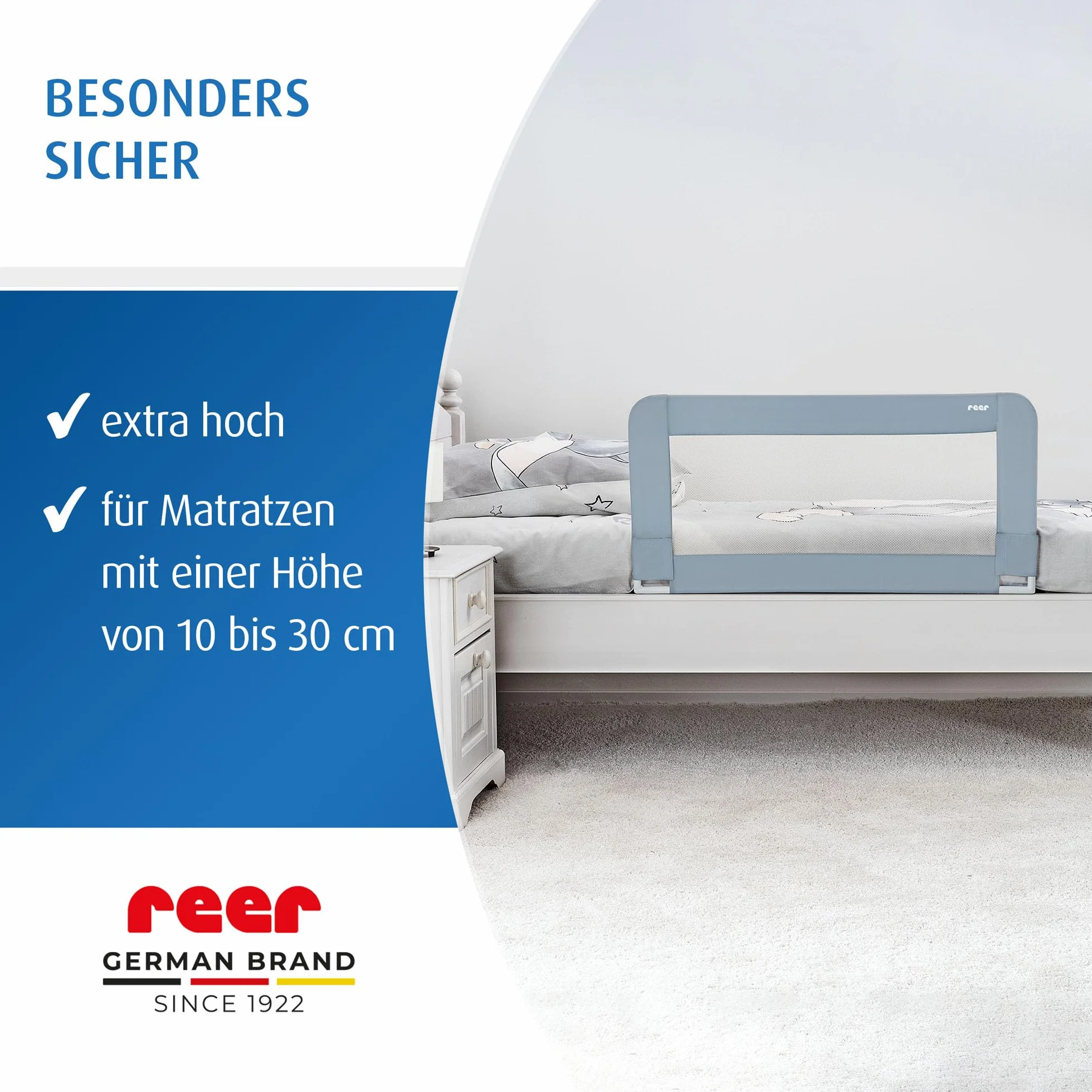 Reer Sleepn Keep, protezione anticaduta per culle, lunghezza 100 cm per letti con una lunghezza di 150-180 cm