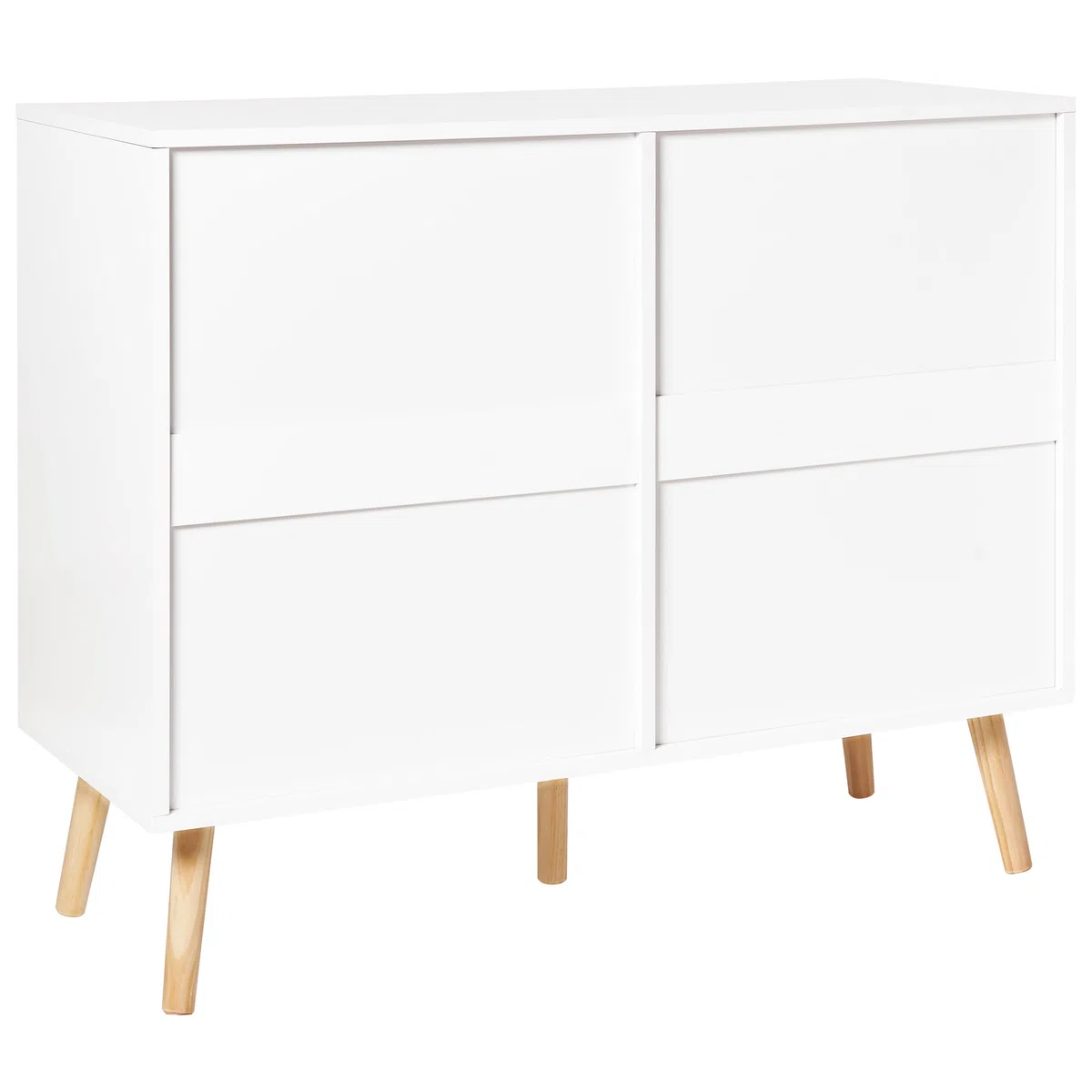 Cassettiera scandinava 6 cassetti gambe in legno bianco