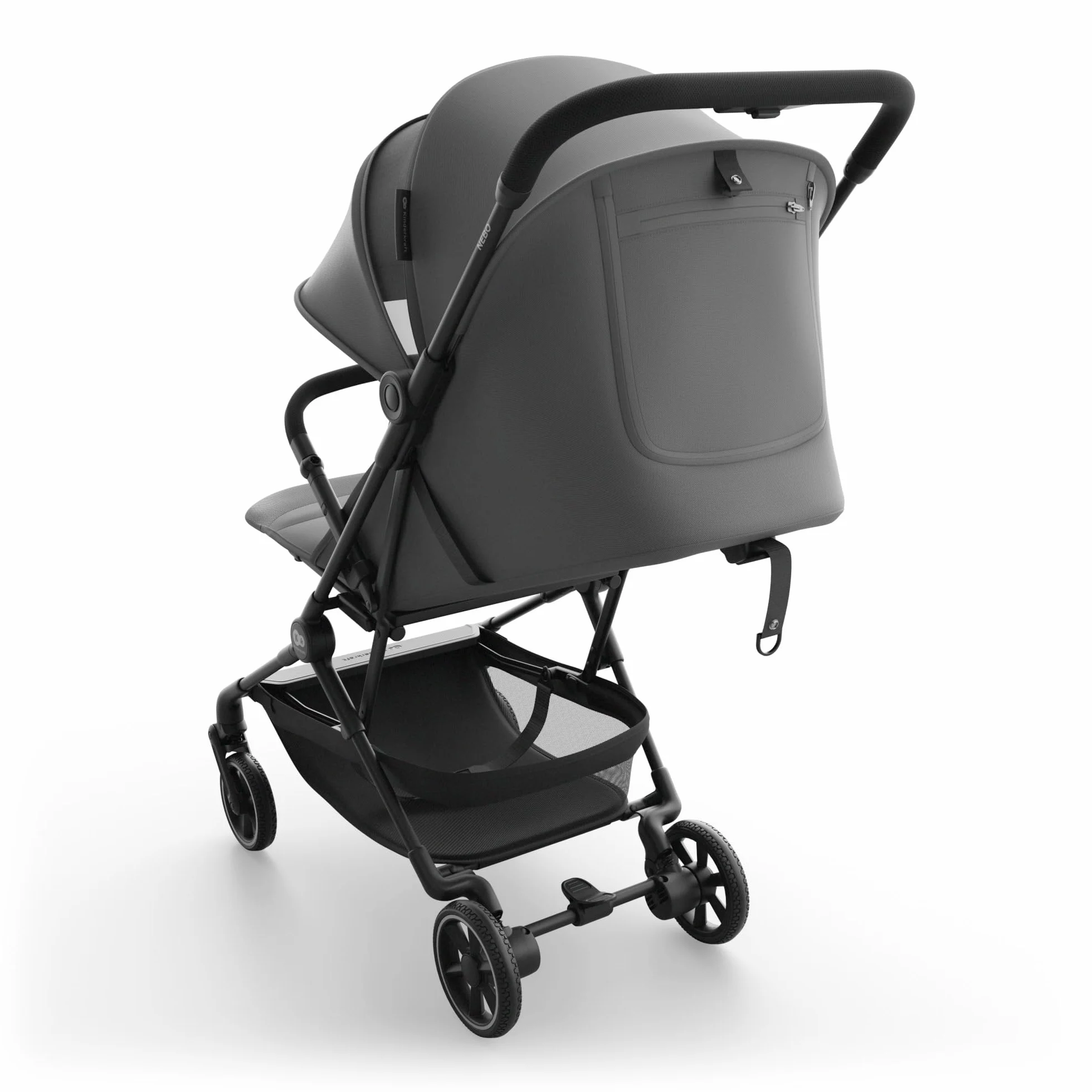Kinderkraft NEBO passeggino da cabina ultraleggero, chiusura a una mano, resta in piedi, 51x43x21 cm, tracolla e borsa, posizione distesa, cinture 5 punti, Grigio