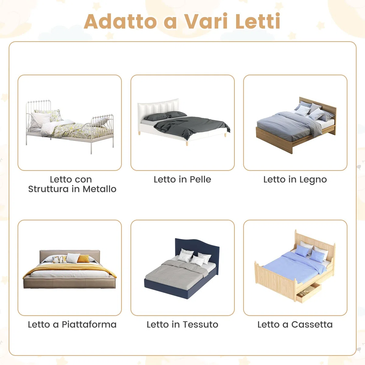 COSTWAY Sponda Letto per Bambini 105/120/150 cm, Barriera di Sicurezza per Neonati, Barriera Letto Pieghevole e Portatile, con Cinghia di Sicurezza (Grigio, 152 x 34 x 42 cm)