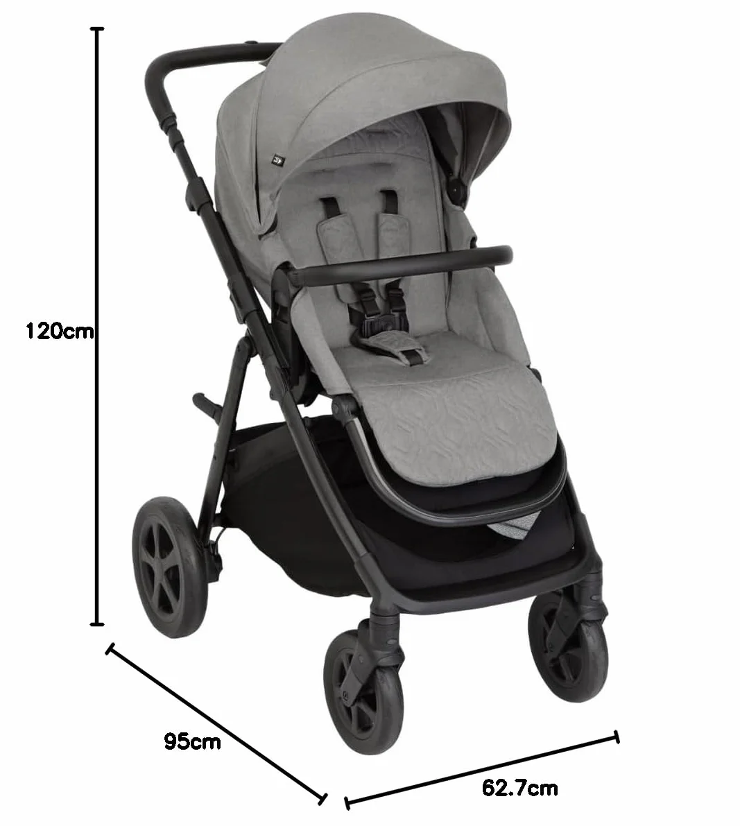 Graco Near2Me DLX Trio Passeggino, Seggiolino Auto Neonato, Navicella Ash