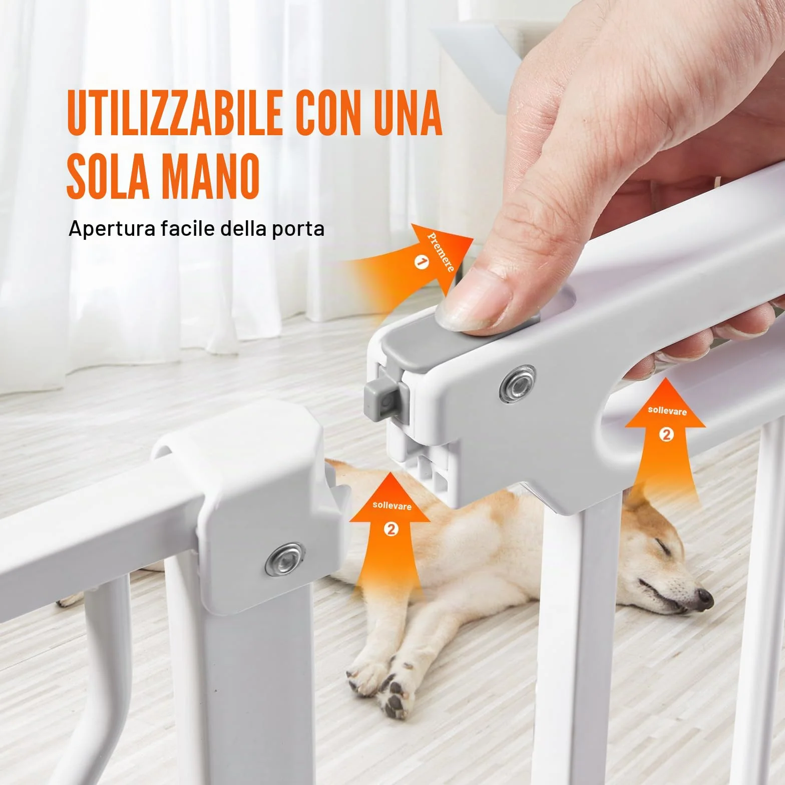 VEVOR Cancelletto di Sicurezza per Bambini Larghezza Espandibile 75-123 cm Altezza 76 cm Cancello per Cani Gatti Scale Porte Corridoi Bianco