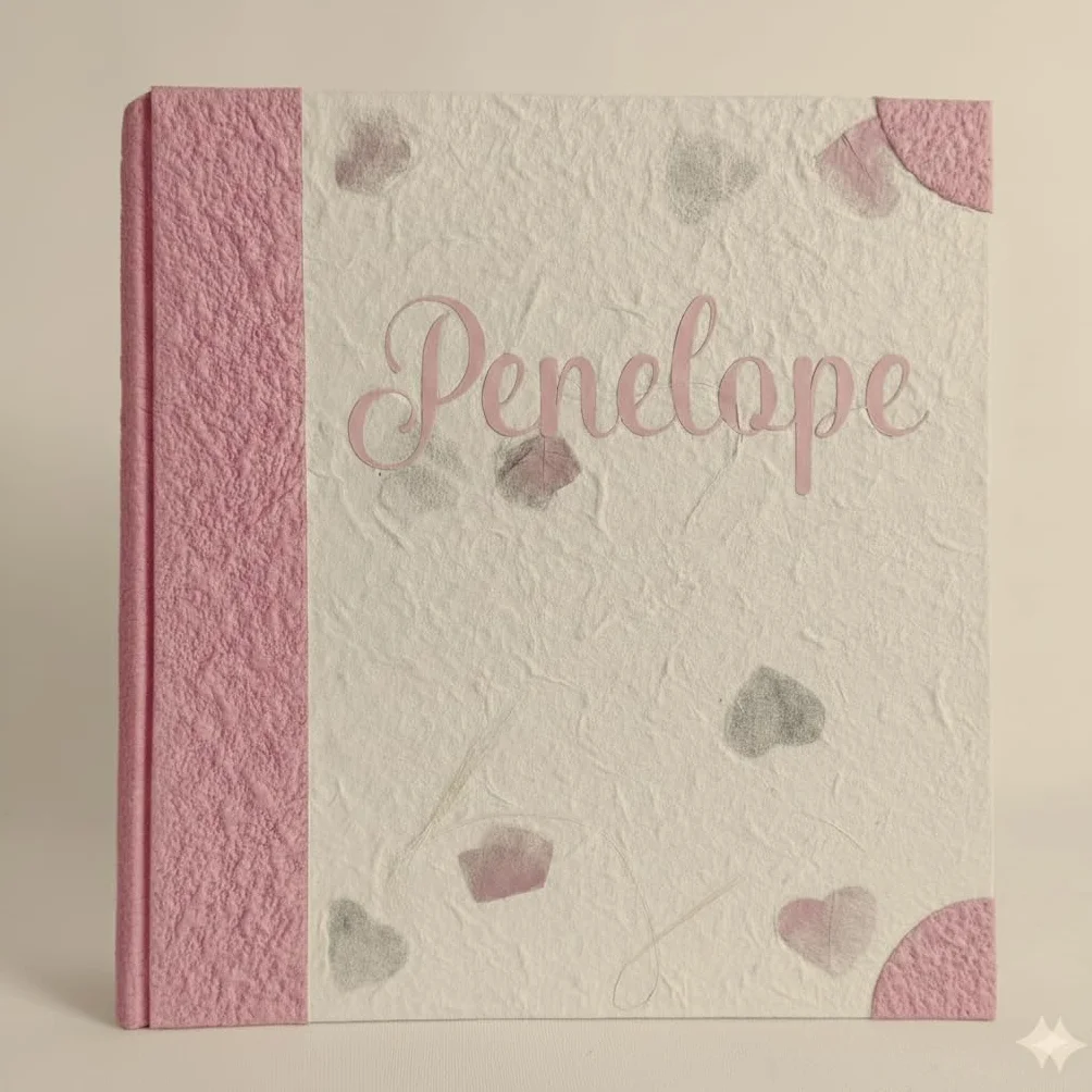 Album fotografico in carta di riso con fiori e petali personalizzabile regalo nascita