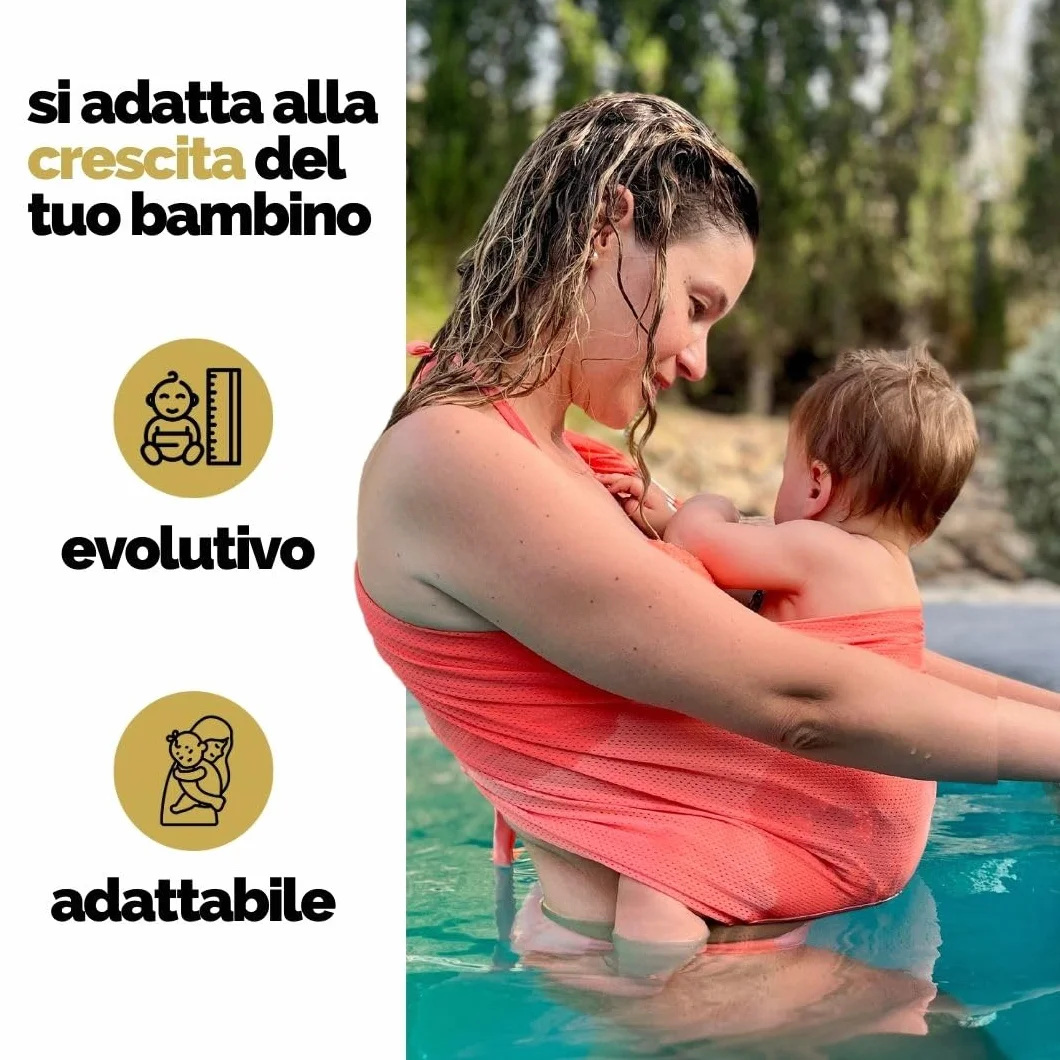 Amarsupiel | Bambino portatore d'acqua | Tracolla Baby Water | | ad asciugatura ultra rapida Marsupio ergonomico | Certificato | OEKOTEX Prodotto in Spagna.