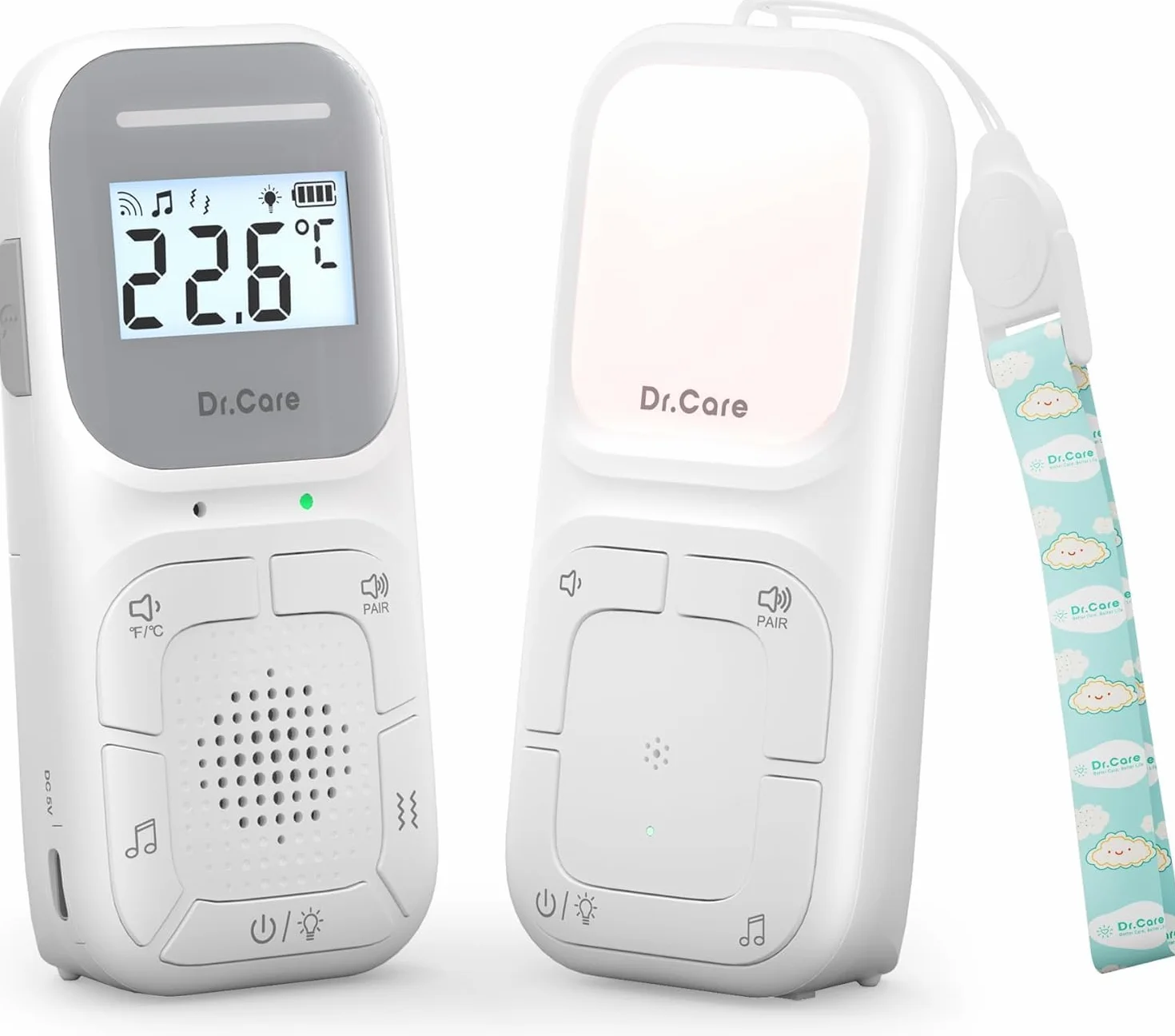 Dr.Care NeoGo Audio Baby Monitor pre-accoppiato VOX luce notturna portata 300 m