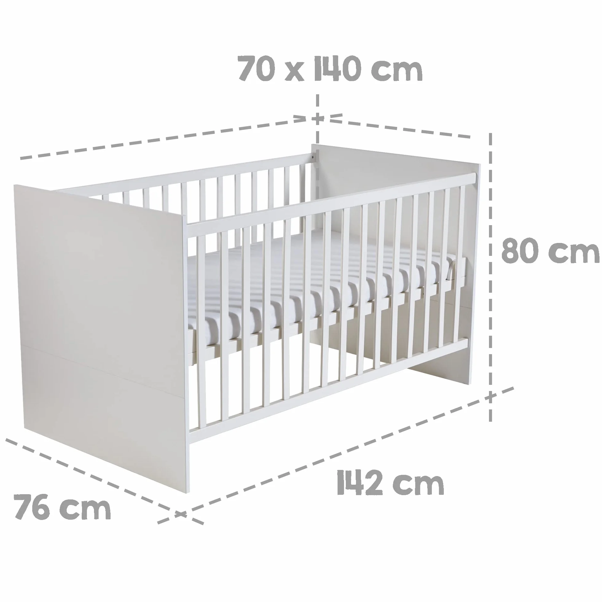roba Set da camera Maren letto combinato 70 x 140 cm fasciatoio sottile armadio 3 ante bianco