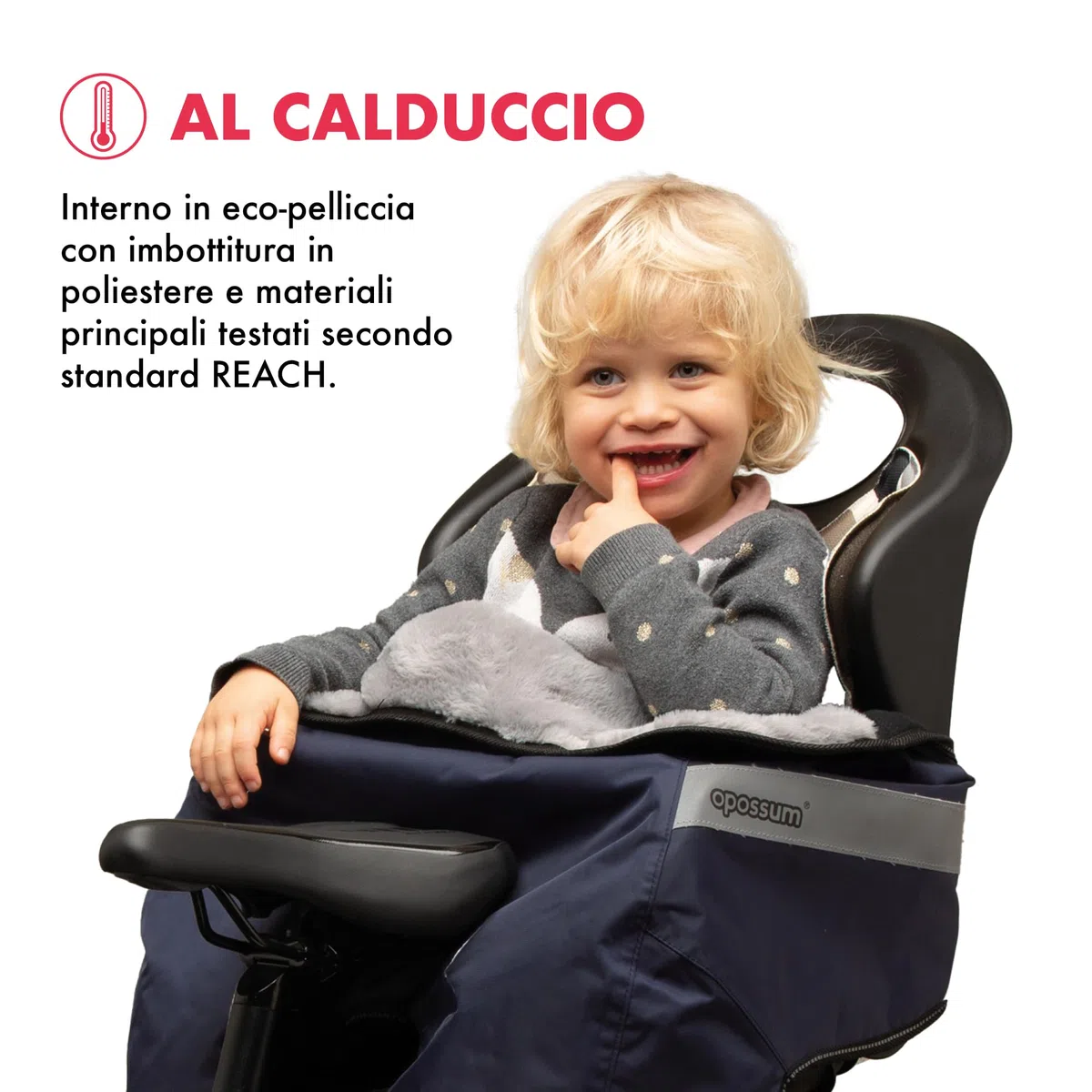 Opossum termoguscio Compatibile con seggiolini Posteriori da Bicicletta. Copertina Termica Bimbi dai 68 ai 104cm e dai 9 ai 22kg. Guscio Termico Universale. Antivento ed Impermeabile.