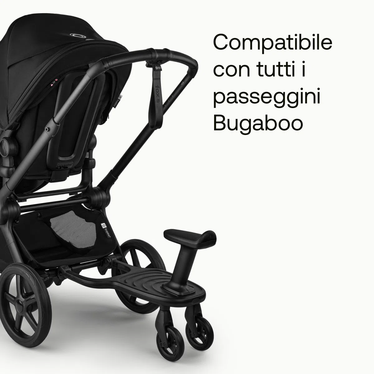 Bugaboo Pedana con Ruote Comfort+ con Sedile Rimovibile – Pedana da passeggio per bambini piccoli con opzione da seduto o in piedi, compatibile con tutti i passeggini Bugaboo