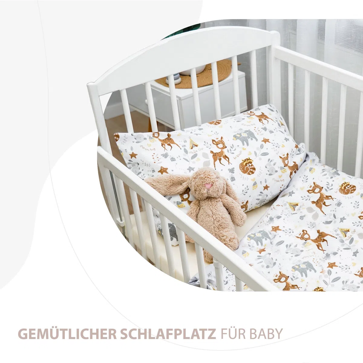 Totsy Baby Copripiumino per bambini 90 x 120 cm - set di lenzuola per bambini con federa 60 x 40 cm in cotone cervo