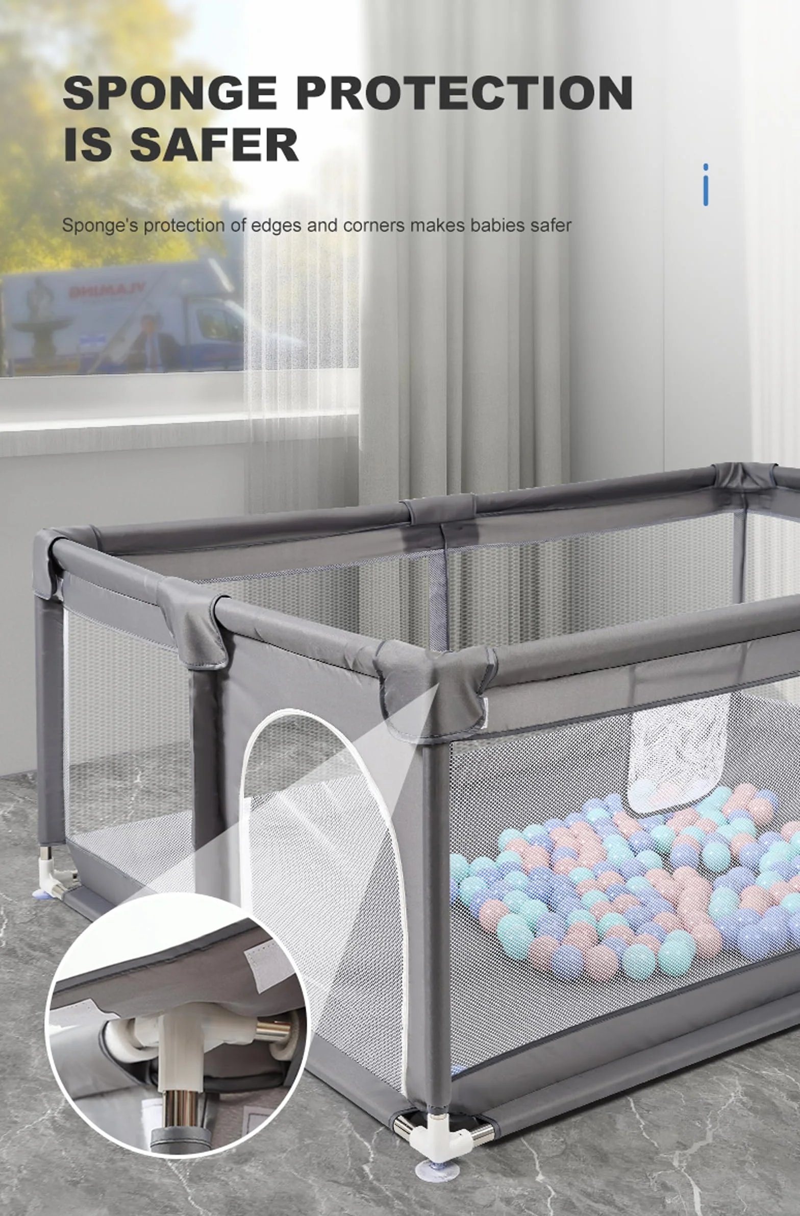 Box per Bambini Centro Attività Recinzione Parco Giochi Grande con Schiuma Anticollisione 1.2x1.6M